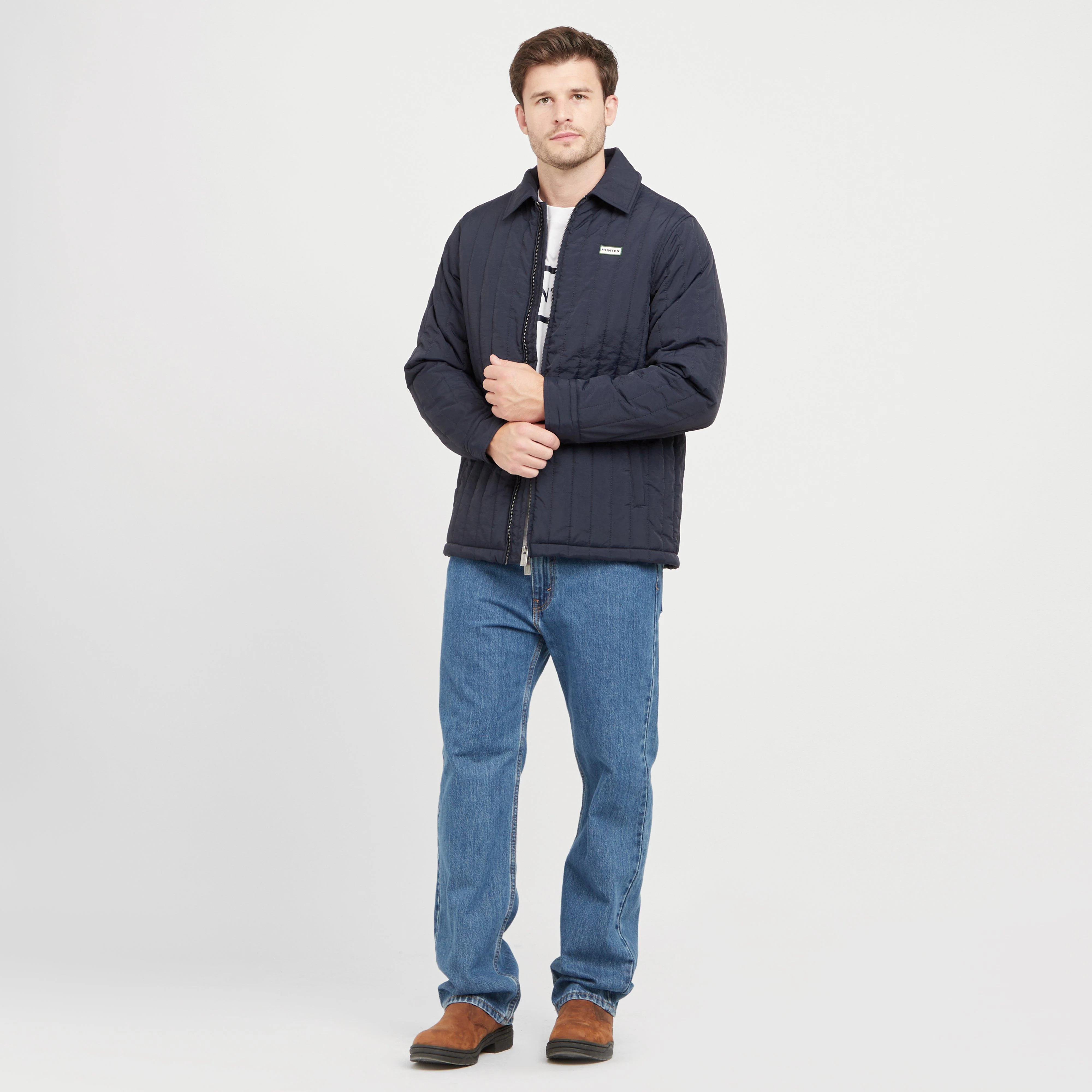 Green Label Mens Caldy Quilted Jacket Navy - Image 3