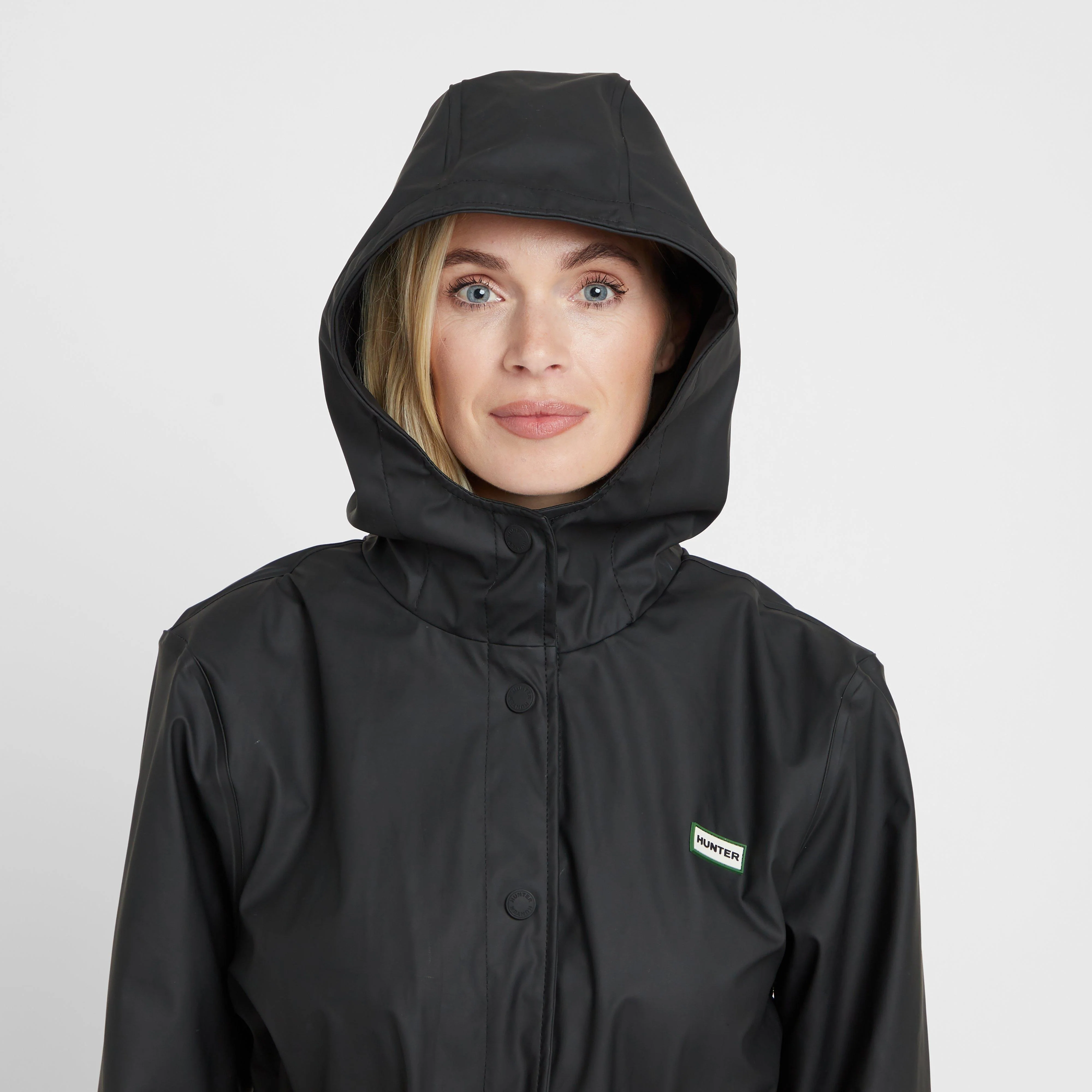 Green Label Womens Maidens Long Wind Breaker Black - Image 4