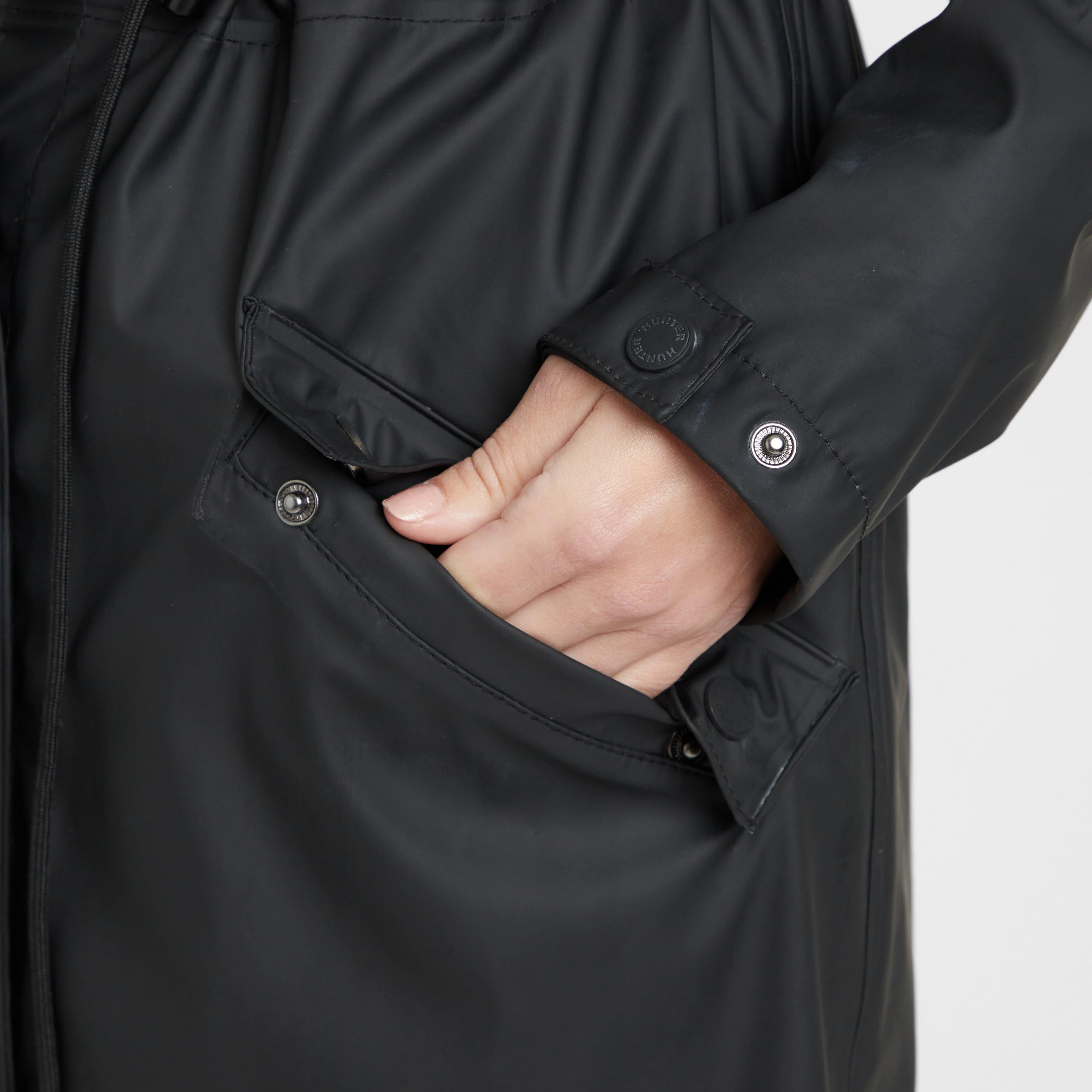 Green Label Womens Maidens Long Wind Breaker Black - Image 7