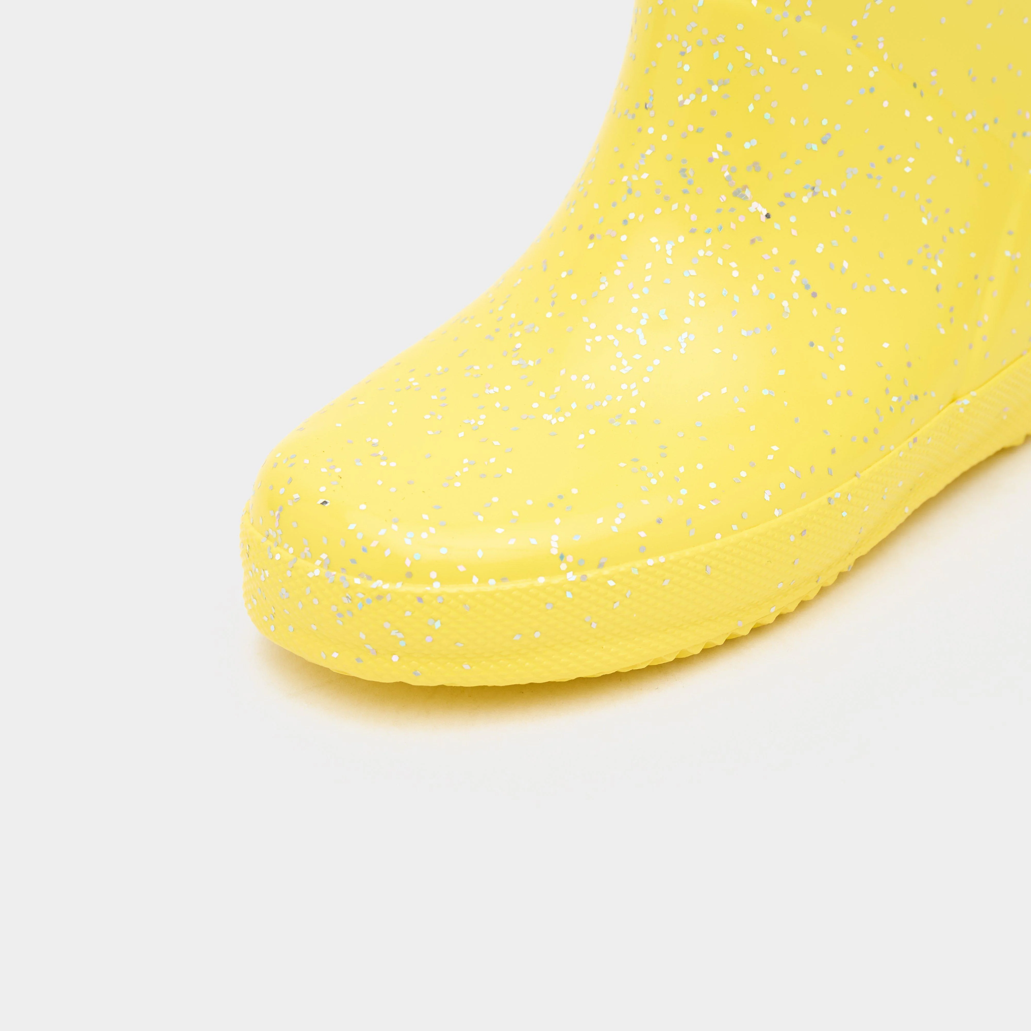 Kids Original First Giant Glitter Wellington Boots Yellow - Image 4