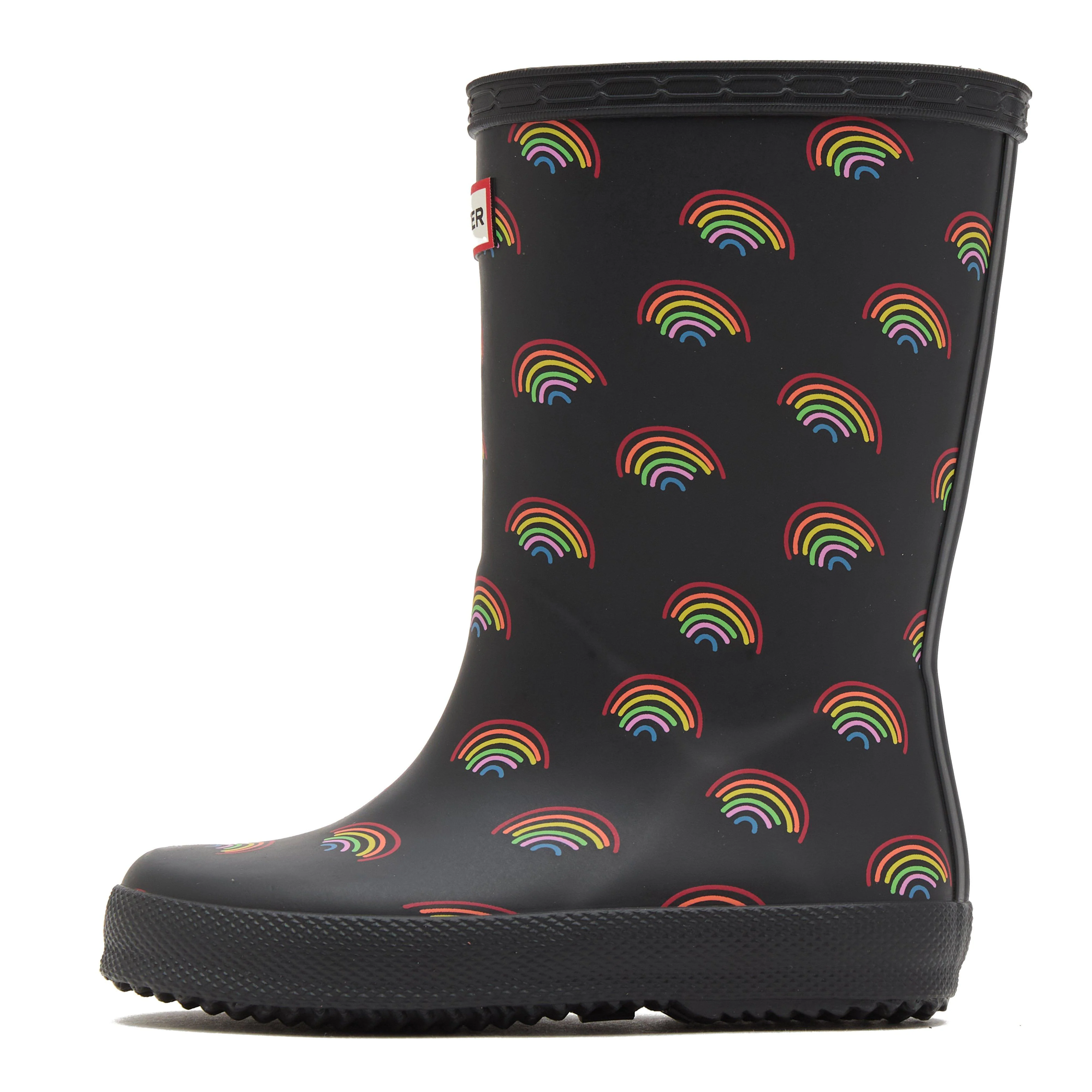 Kids Original First Rainbow Print Wellington Boots Black - Image 7
