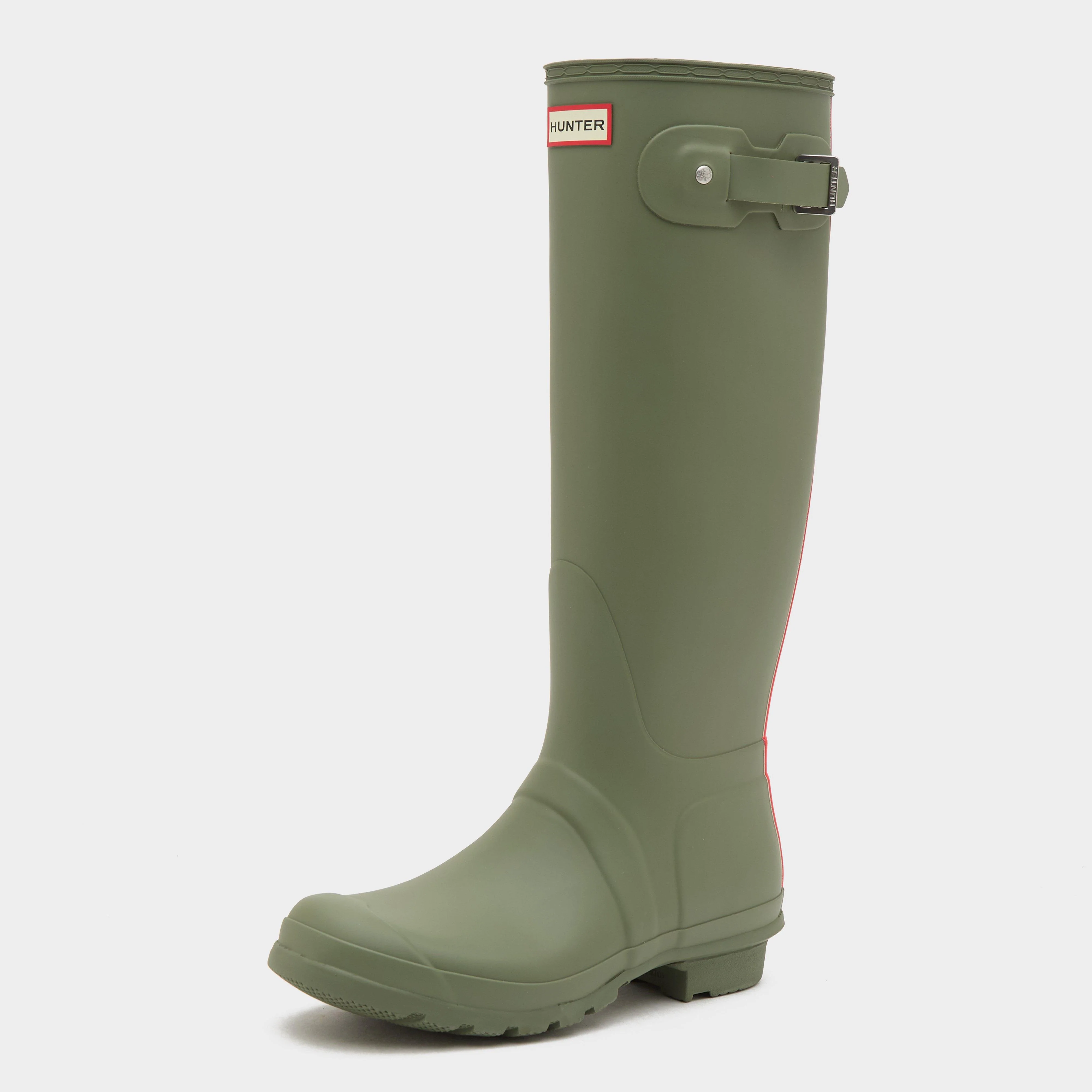 Womens Original Tall Tri Colour Logo Backstrap Boots Green - Image 3