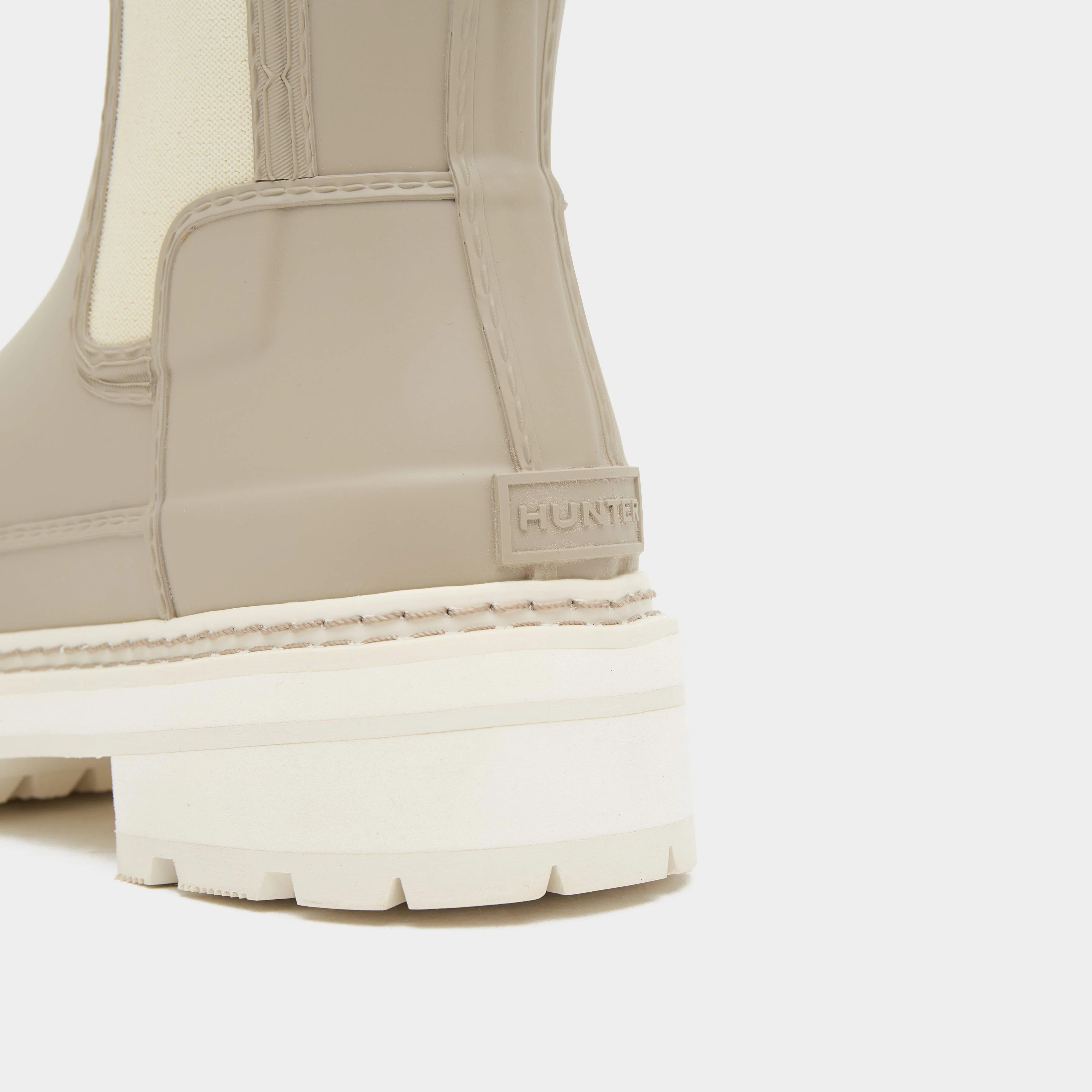 Womens Refined Stitch Detail Chelsea Wellington Boots Skimming Stone/White - Image 6