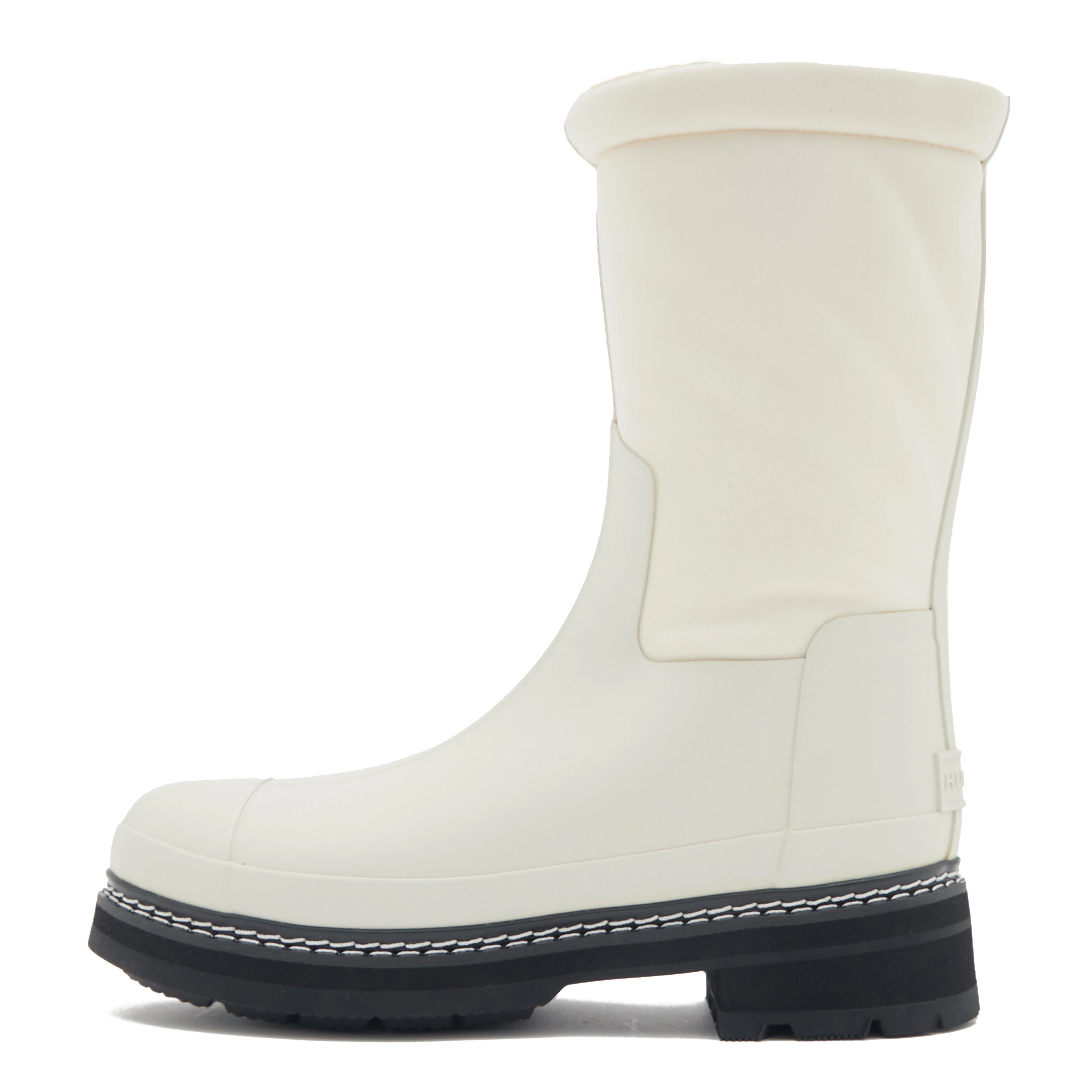 Womens Refined Stitched Roll Top Vegan Shearling Boots White - Image 7