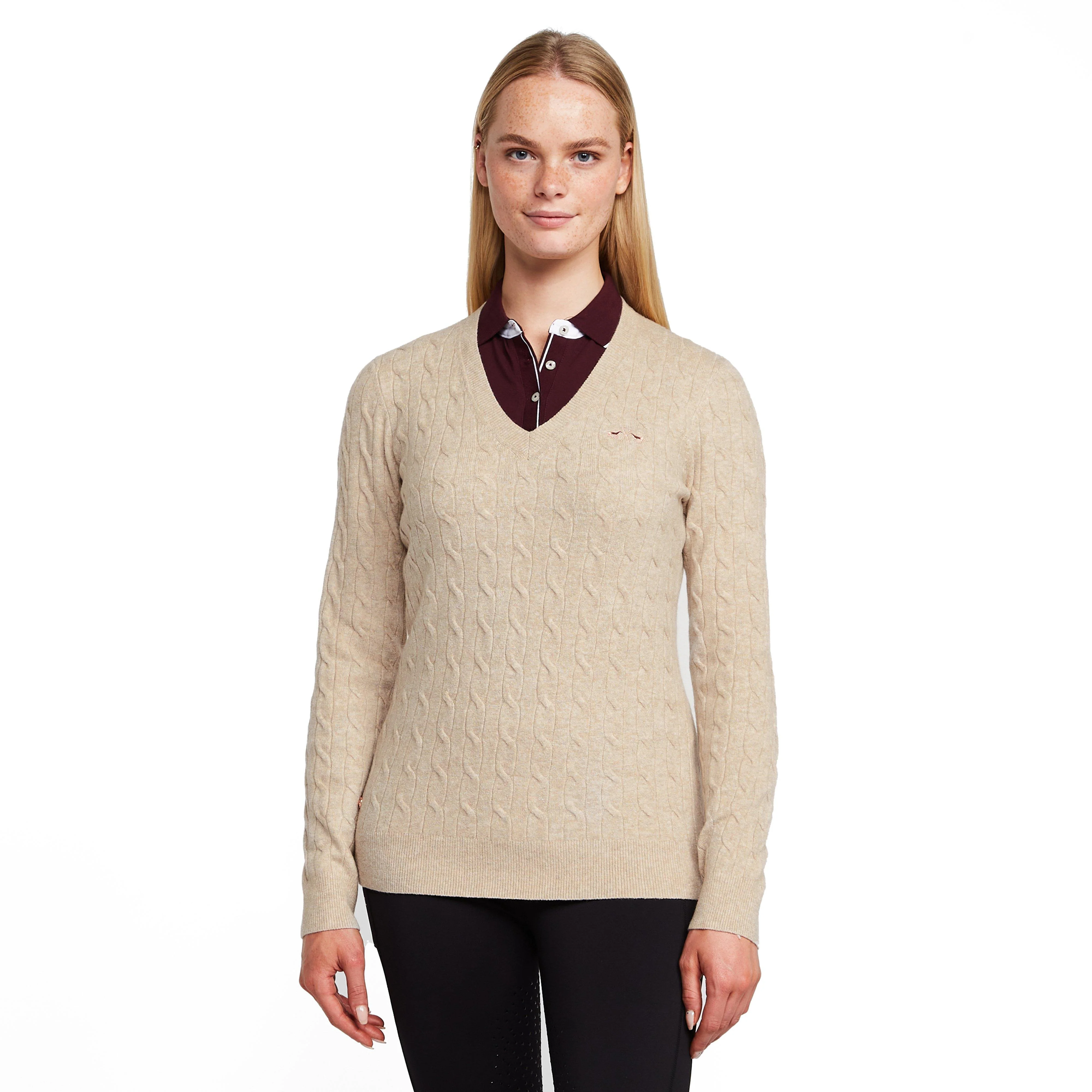 Womens Classy Cable Pullover Champagne Light Grey Heather - Image 7