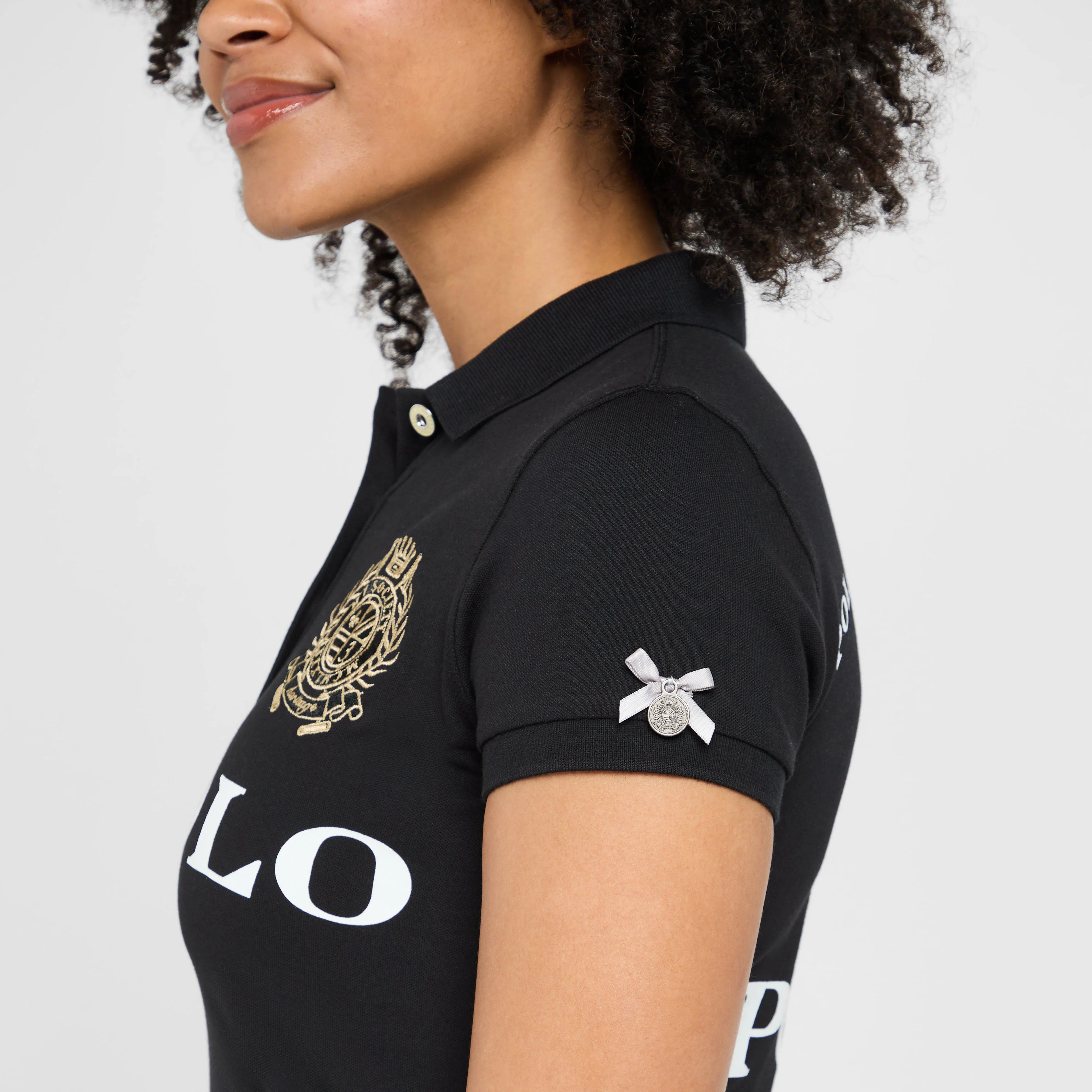 Womens Favouritas EQ Polo Shirt Black - Image 5