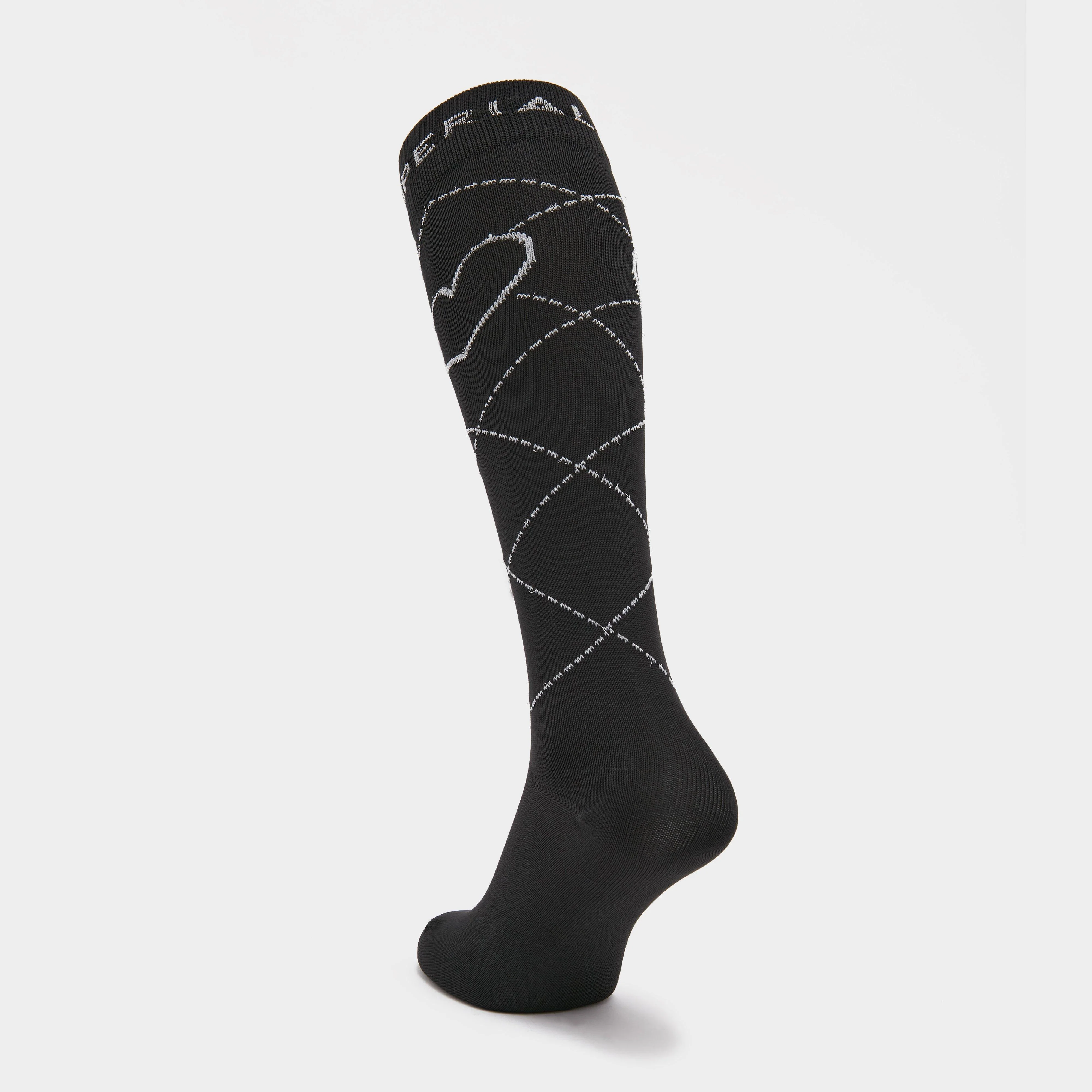 Womens Heart Long Socks Black - Image 2