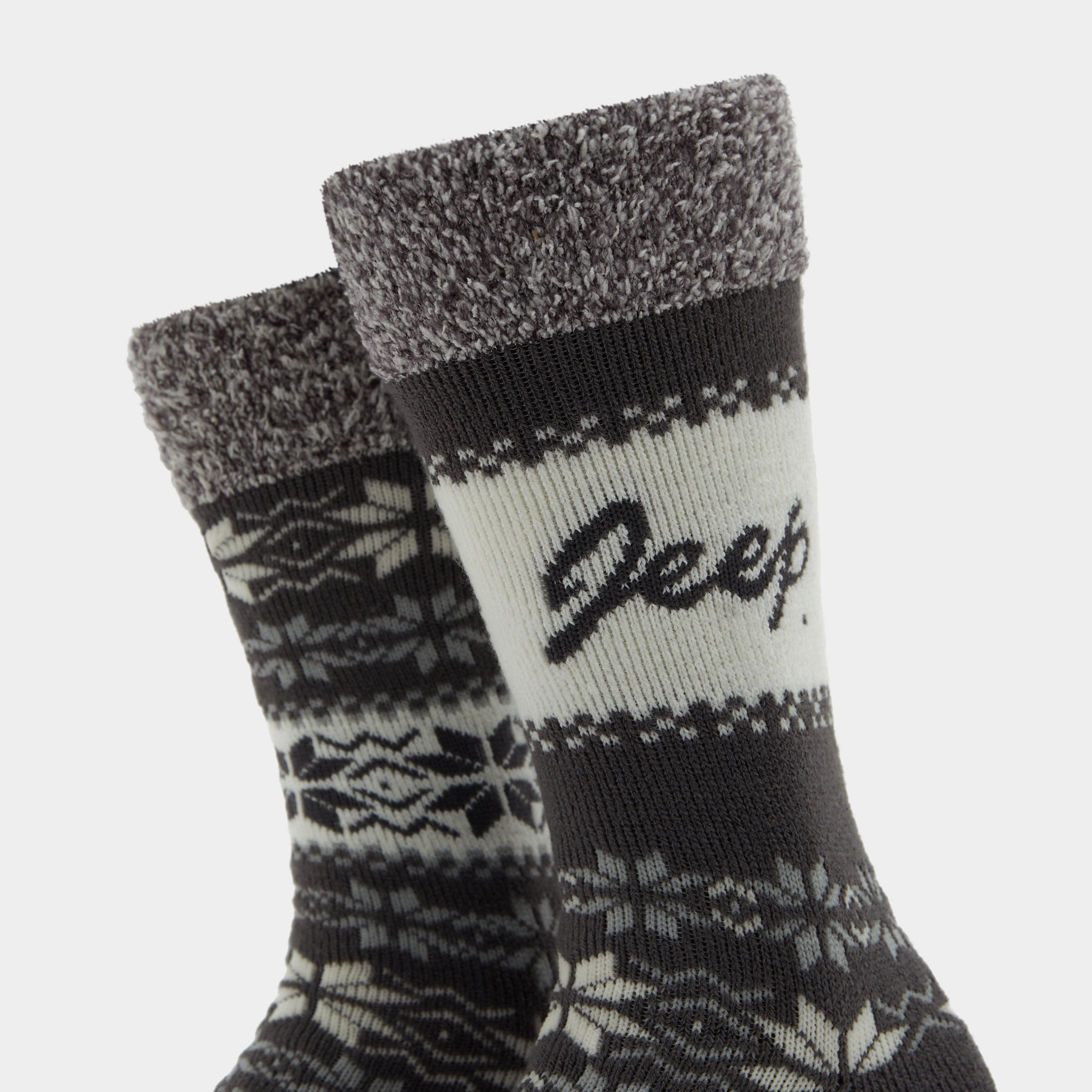 Womens Brushed Thermal Boot Socks Slate/Cream - Image 5