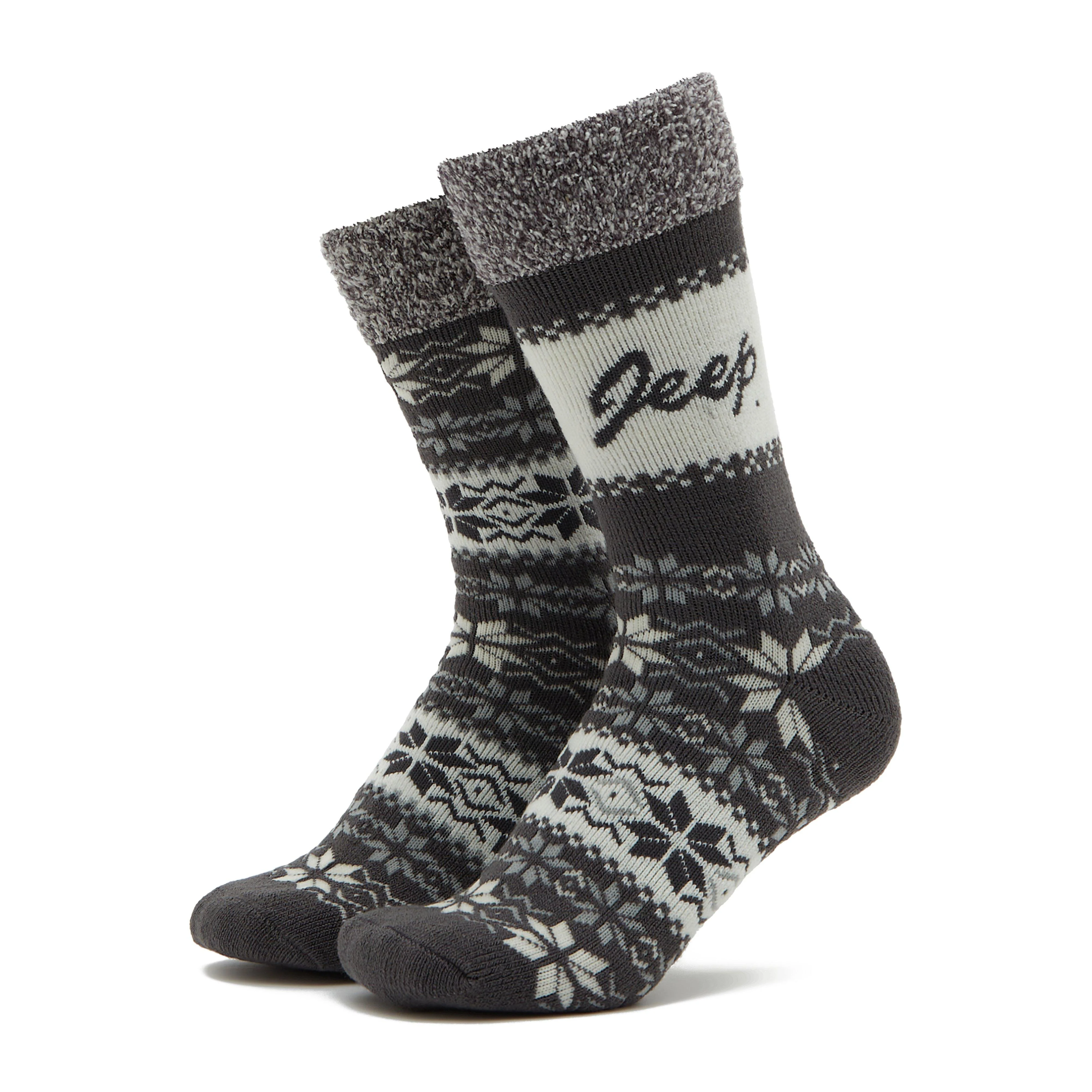 Womens Brushed Thermal Boot Socks Slate/Cream - Image 6