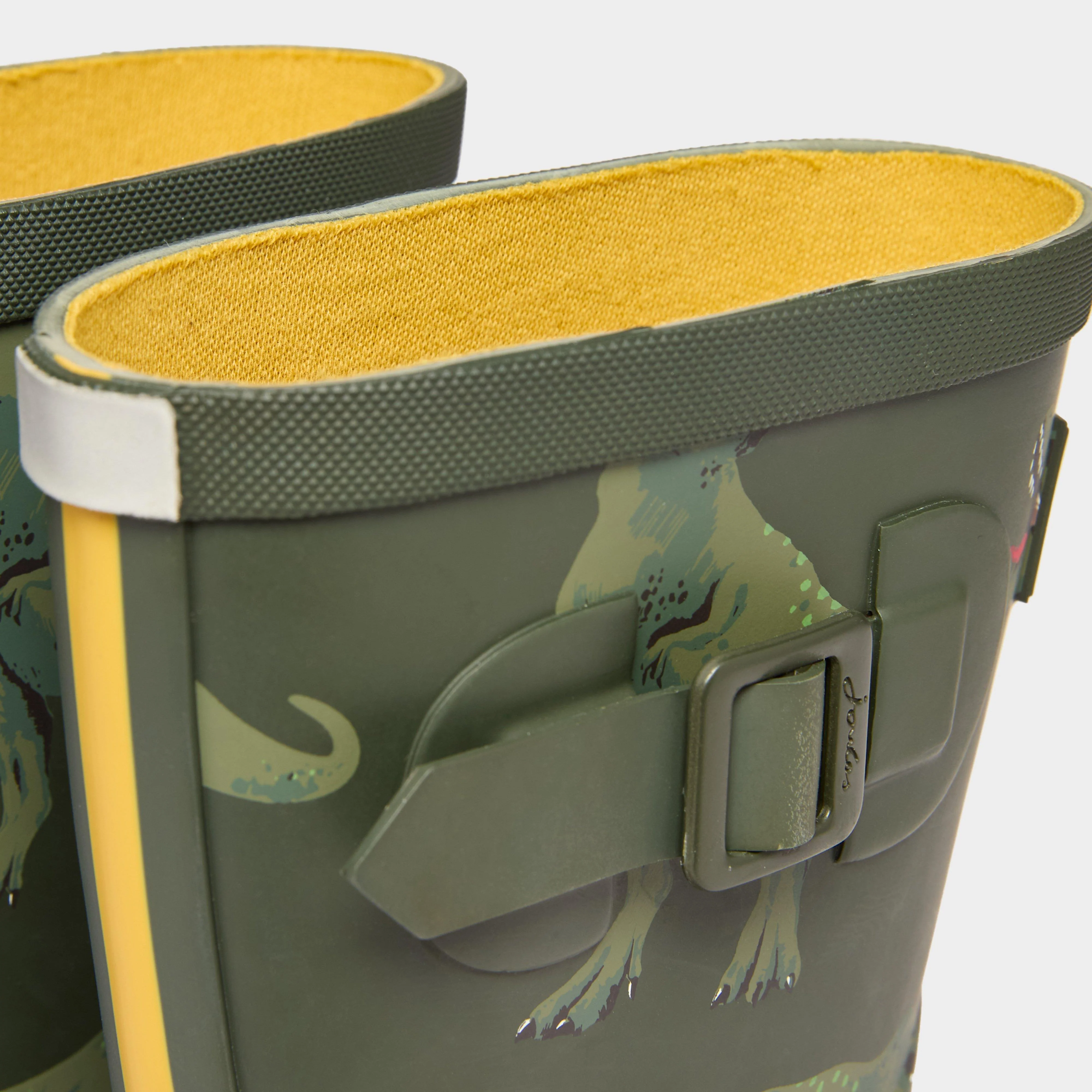 Kids Printed Wellies Khaki Green - Image 6