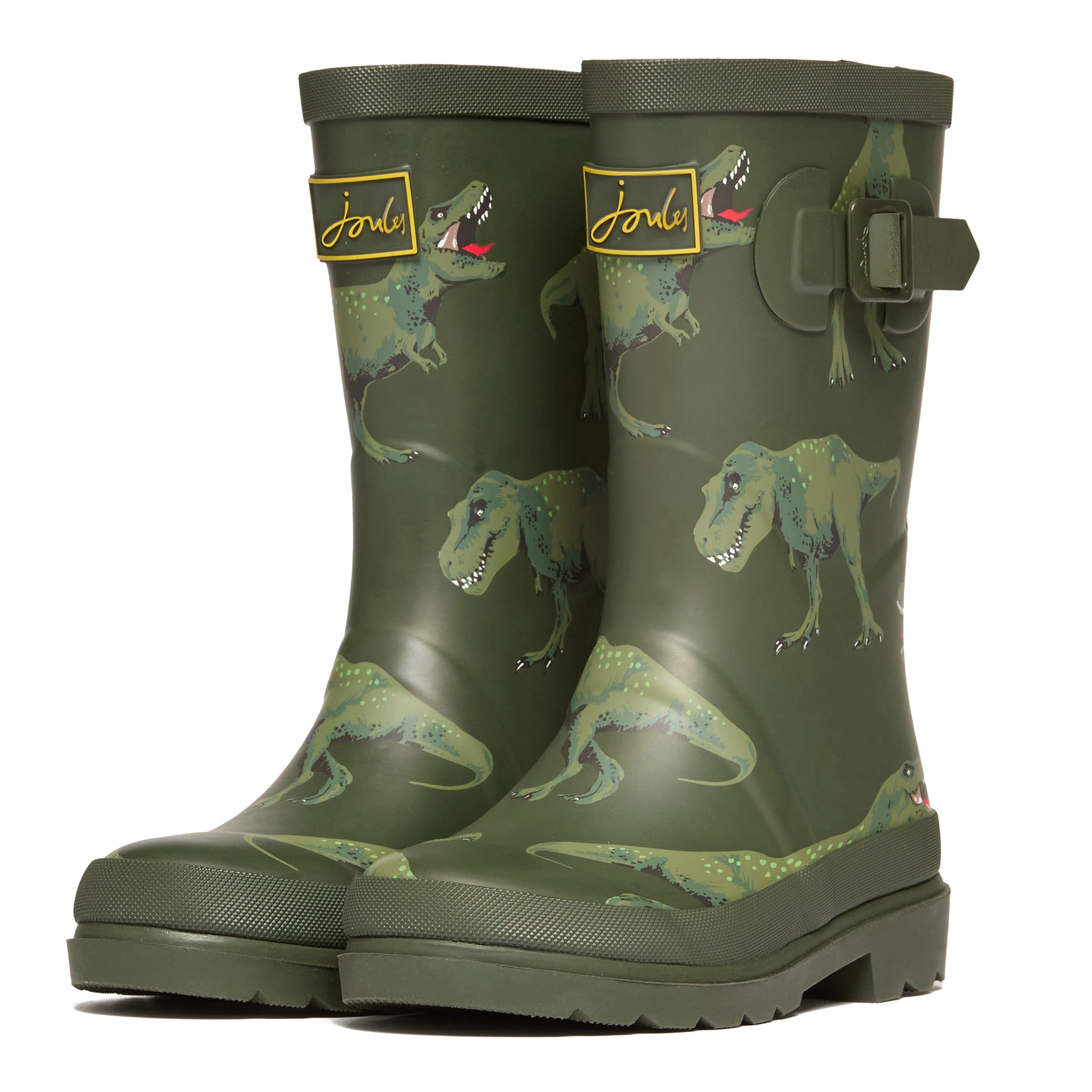 Kids Printed Wellies Khaki Green - Image 7
