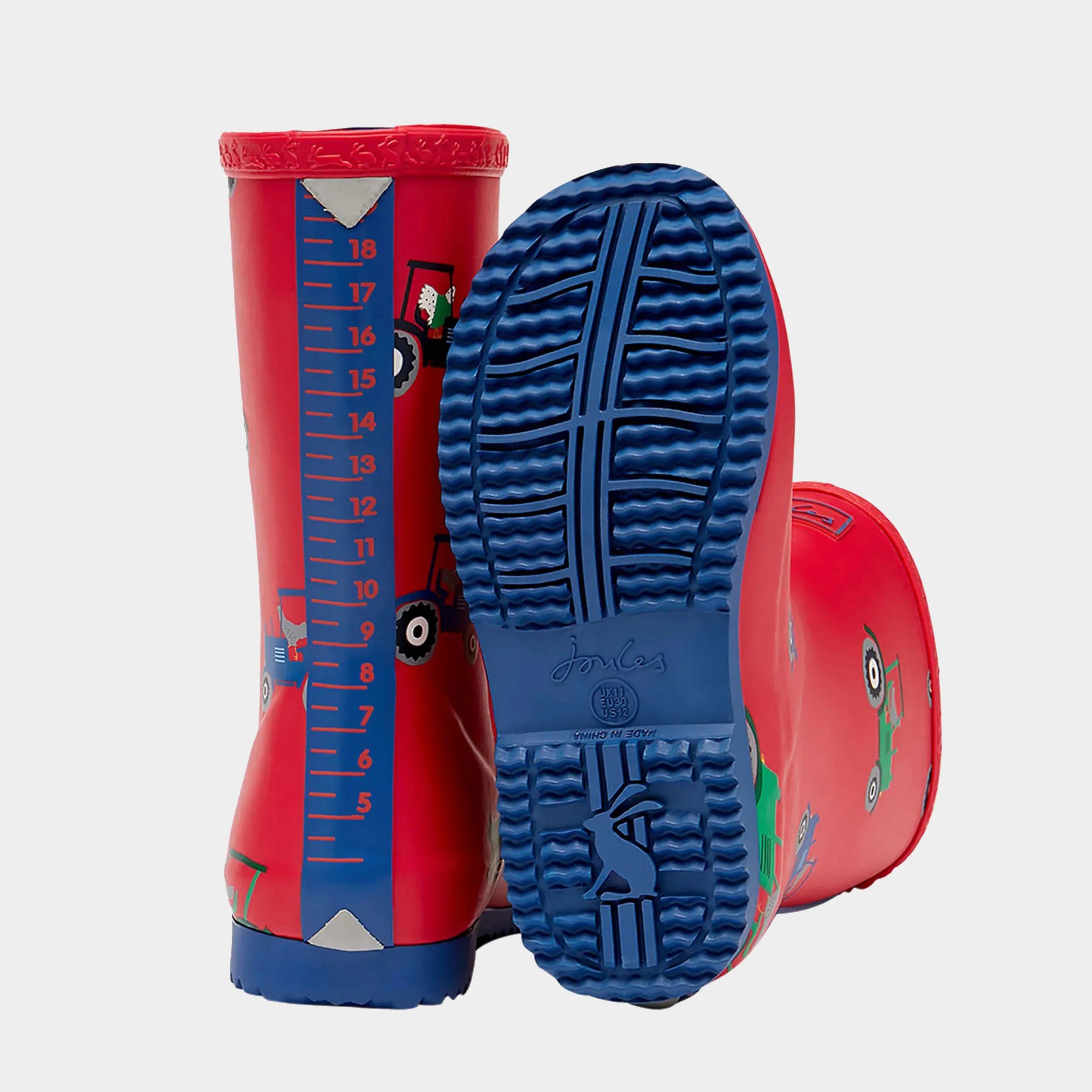 Kids' Roll Up Flexible Printed Wellies Red Tractor - Image 3