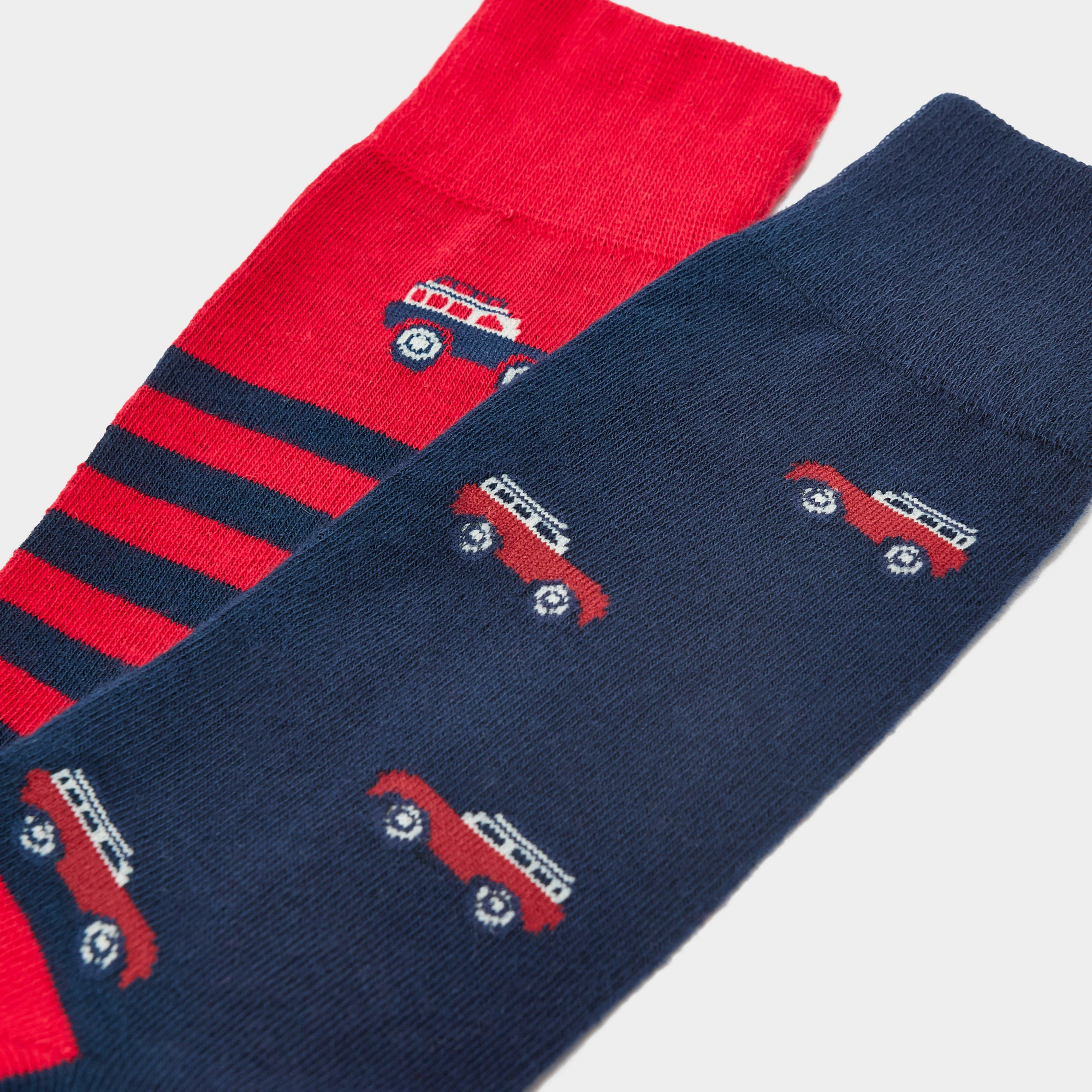 Mens Kingsbury 2 Pack Socks Navy/Red - Image 3