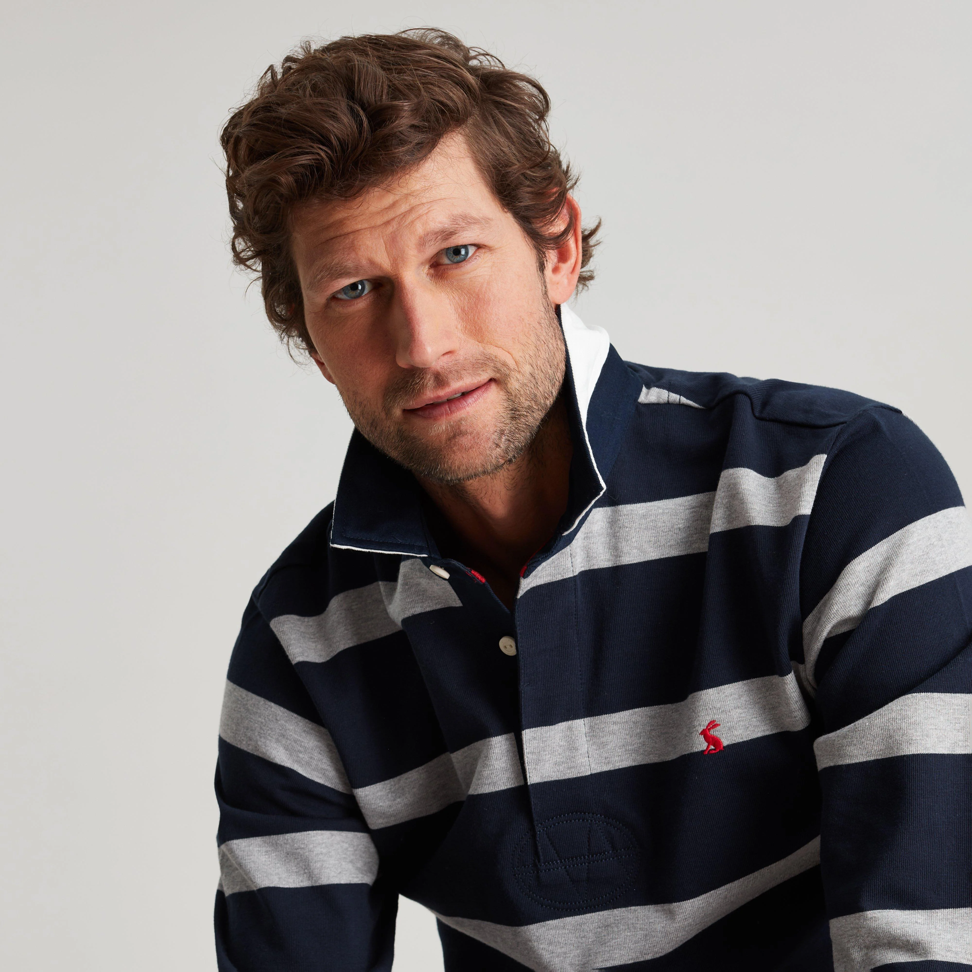 Mens Onside Sweater Grey Navy Stripe - Image 6