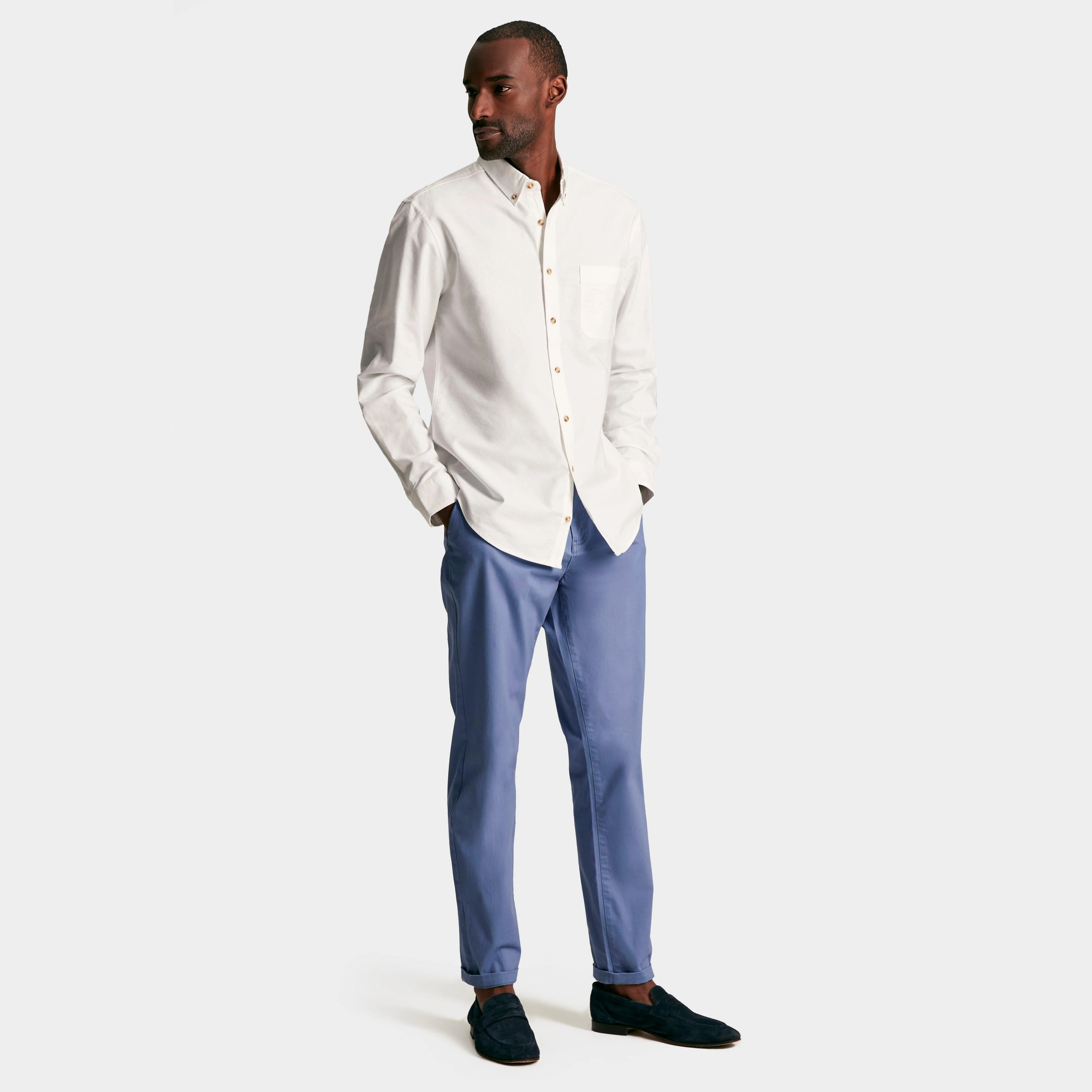 Mens Oxford Long Sleeved Shirt White - Image 6