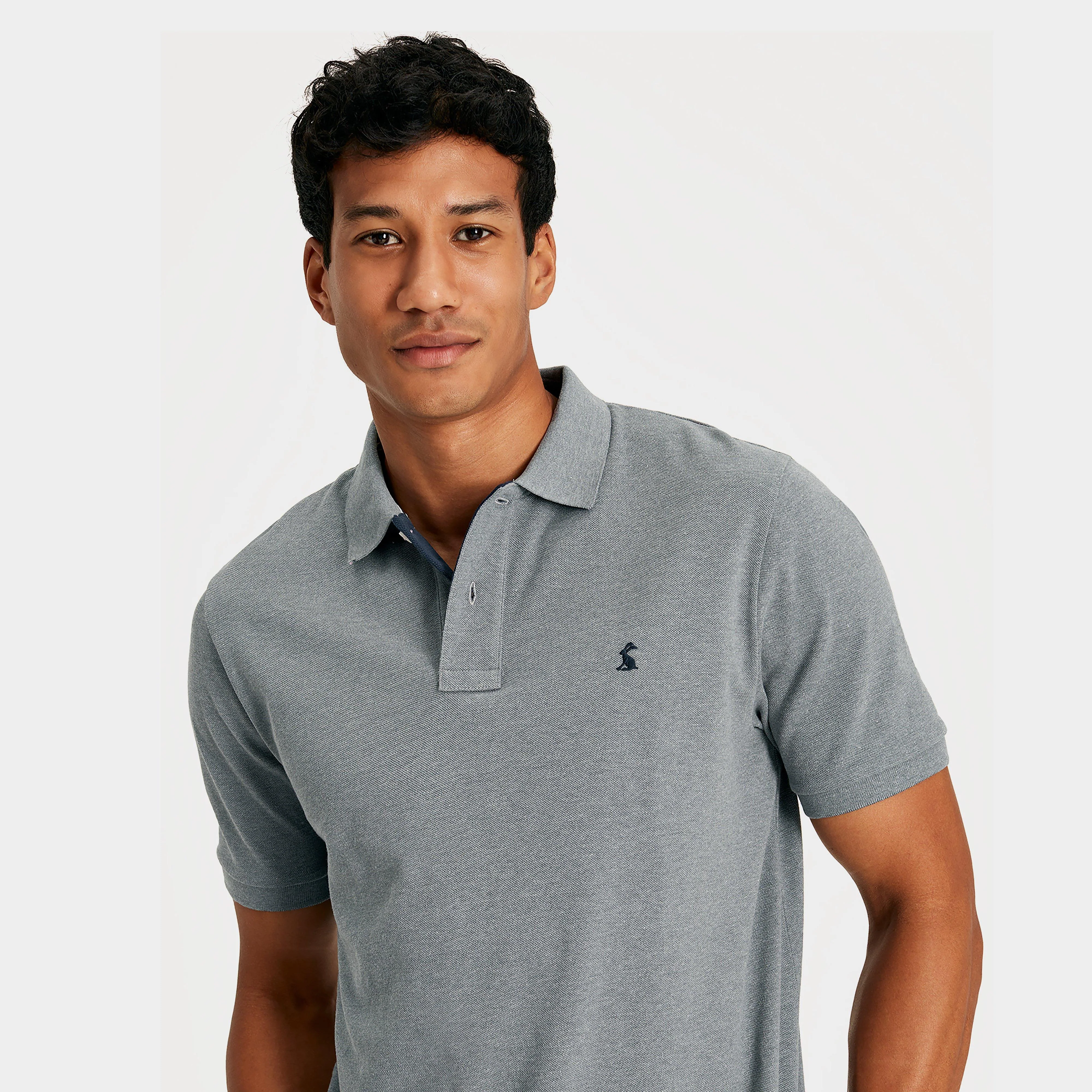 Mens Woody Polo Shirt Grey Marl - Image 5