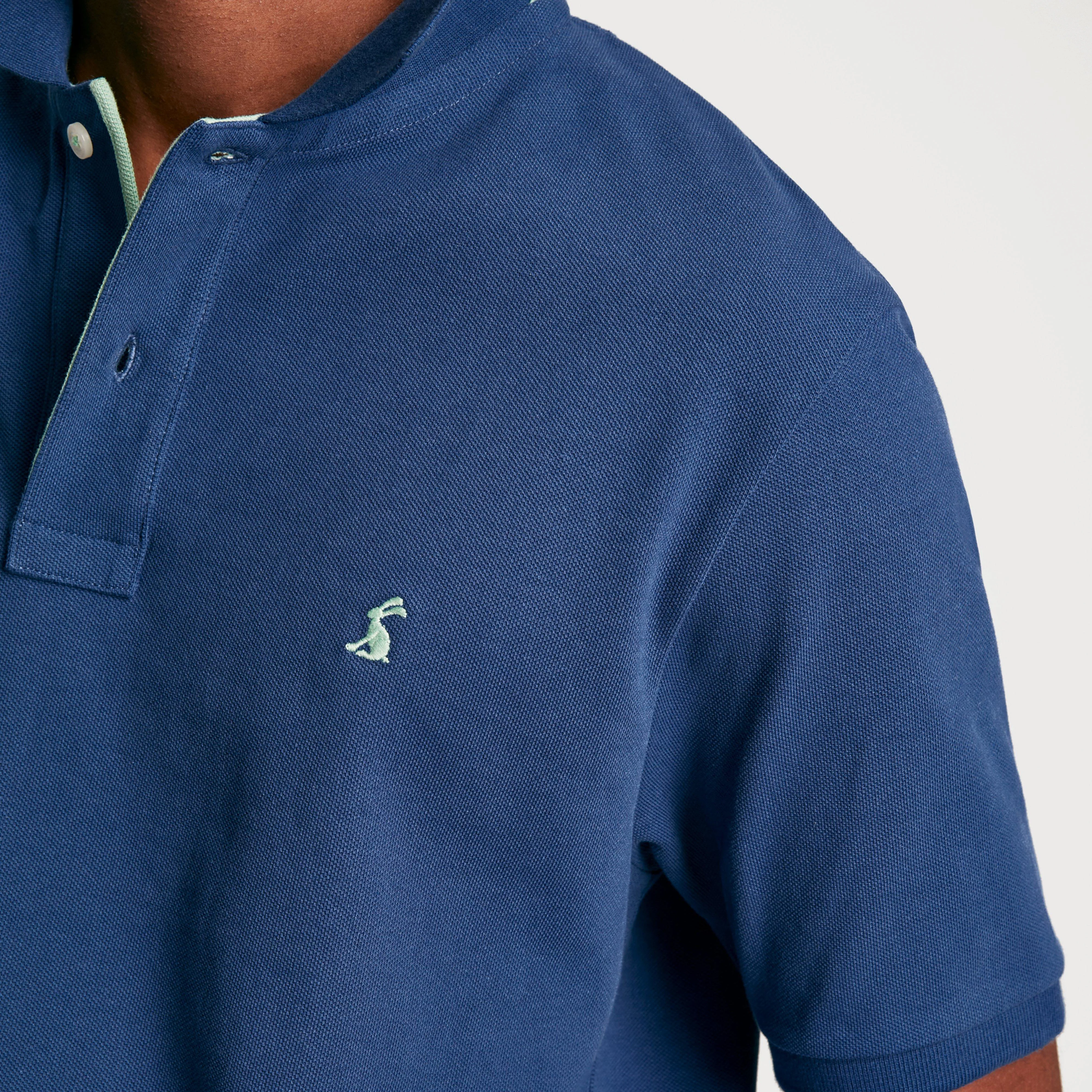 Mens Woody Regular Fit Cotton Pique Polo Shirt Blue - Image 3