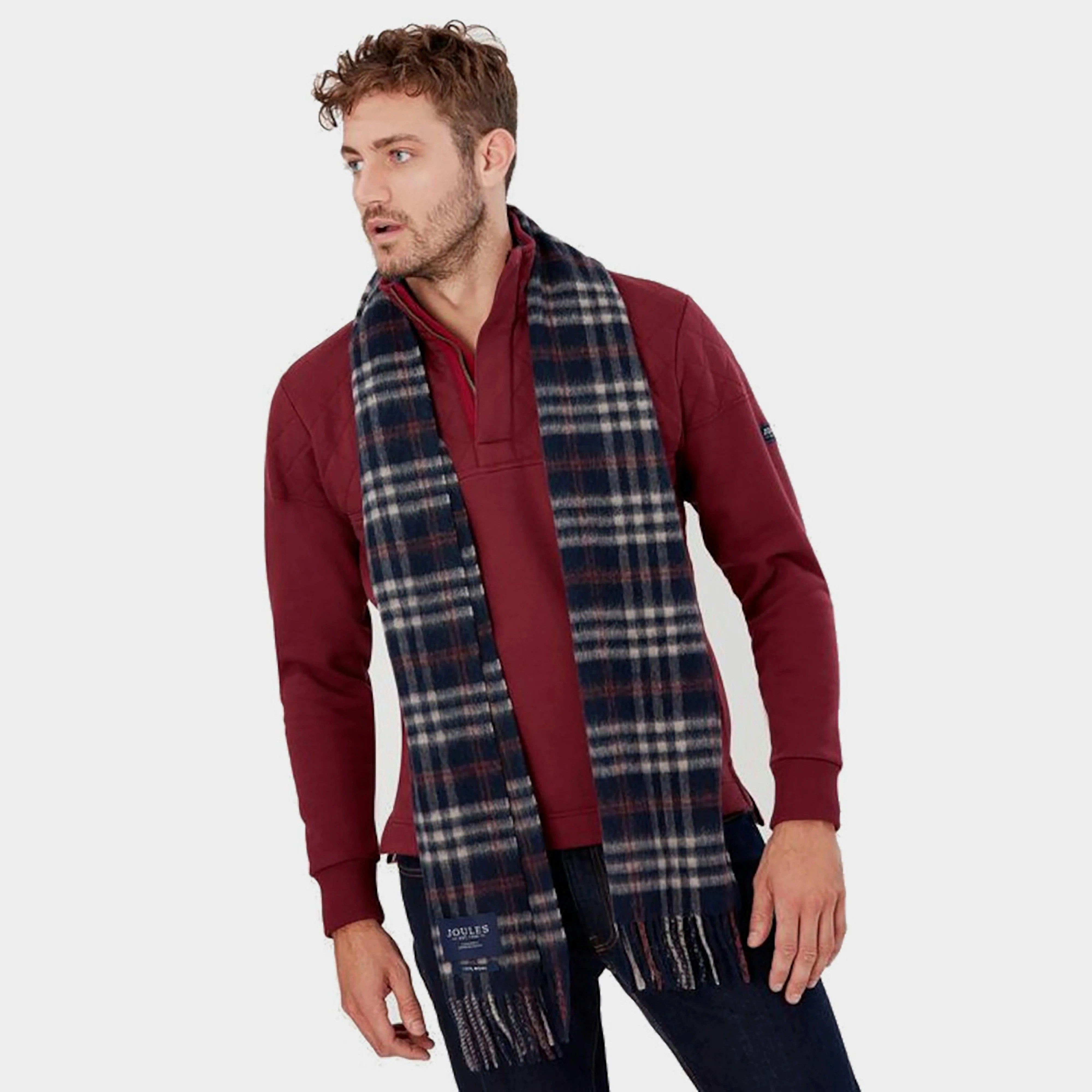 Tytherton Wool Scarf Navy Cream Check - Image 3
