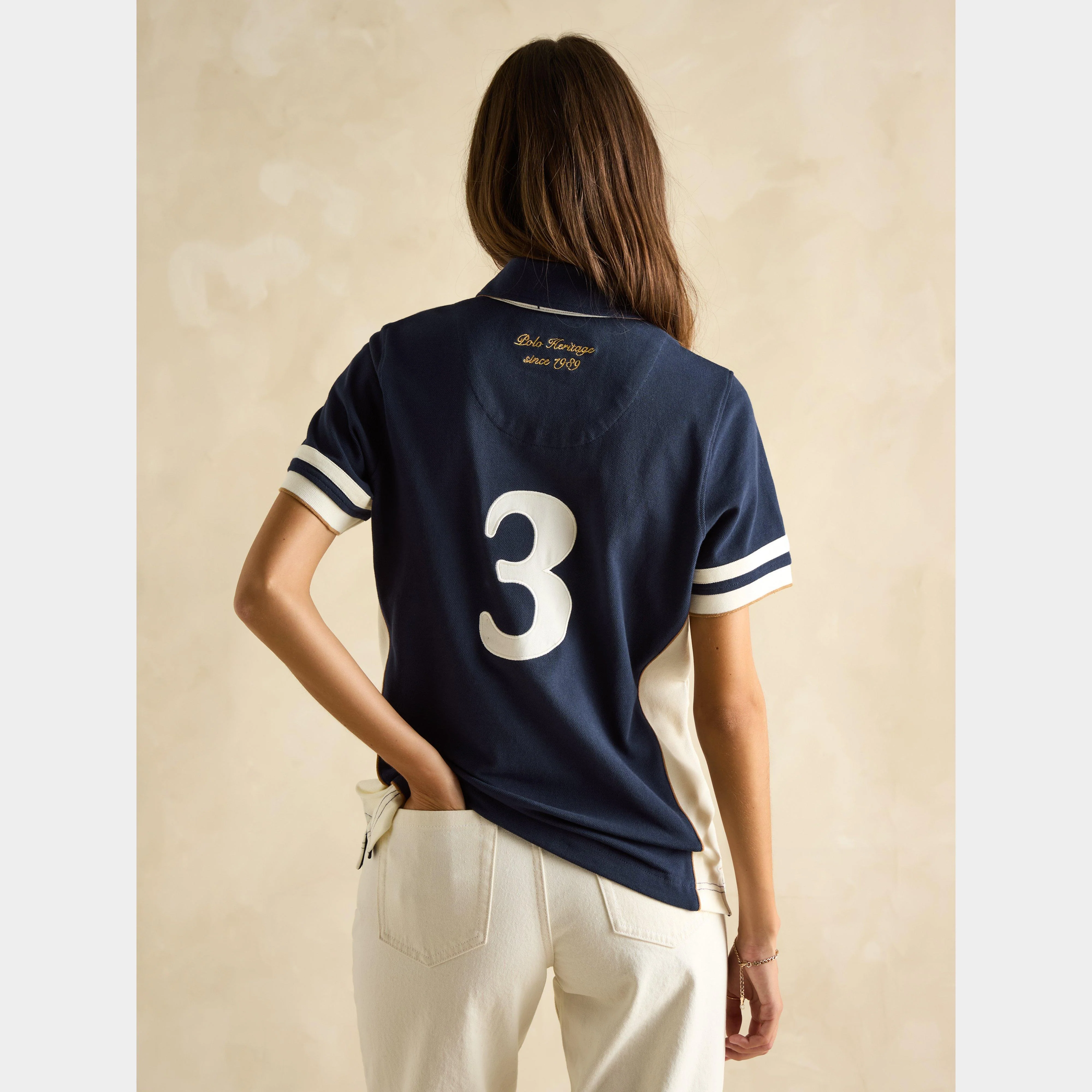 Womens Beaufort Short Sleeve Cotton Polo Shirt Navy - Image 2