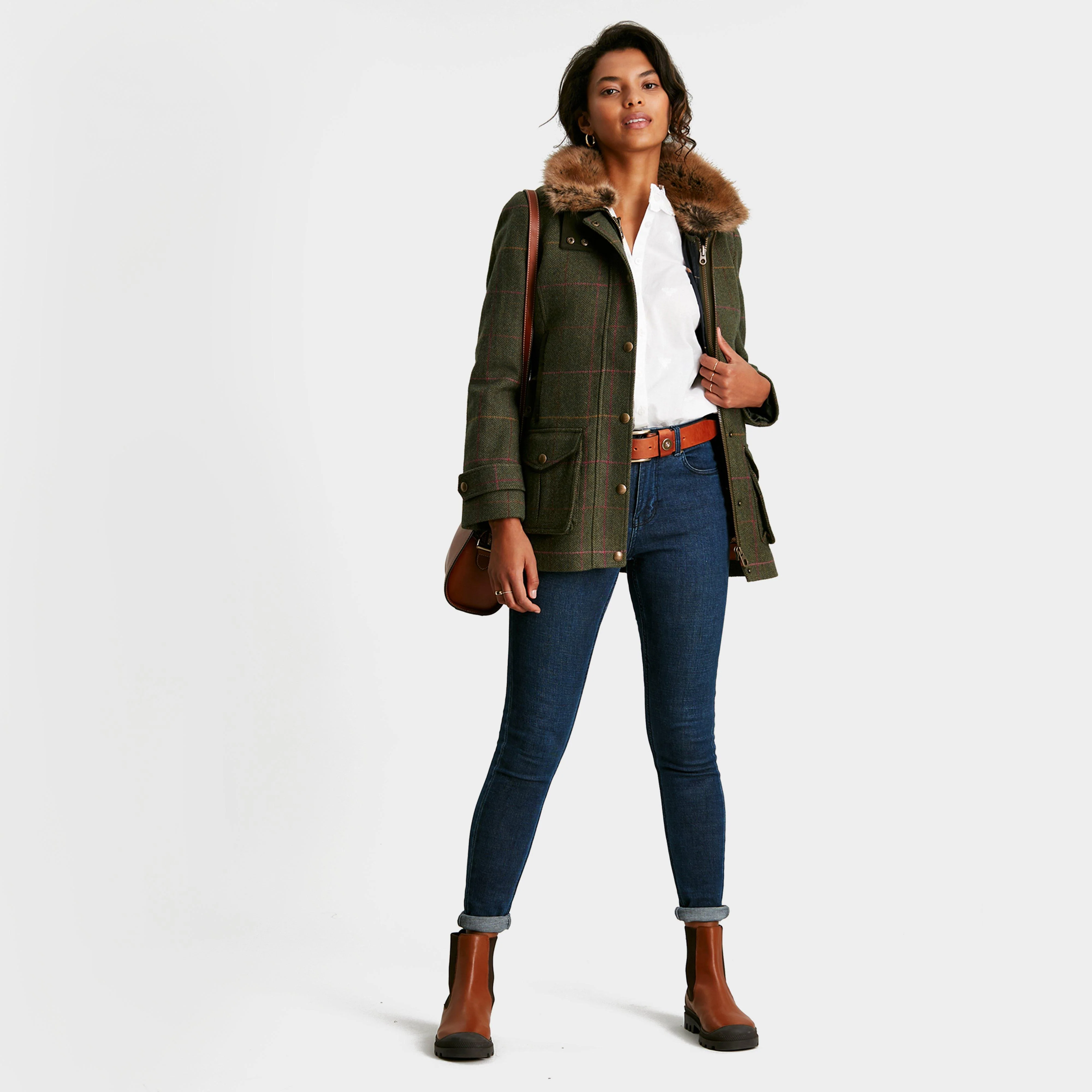Womens Fieldcoat Green Tweed - Image 8