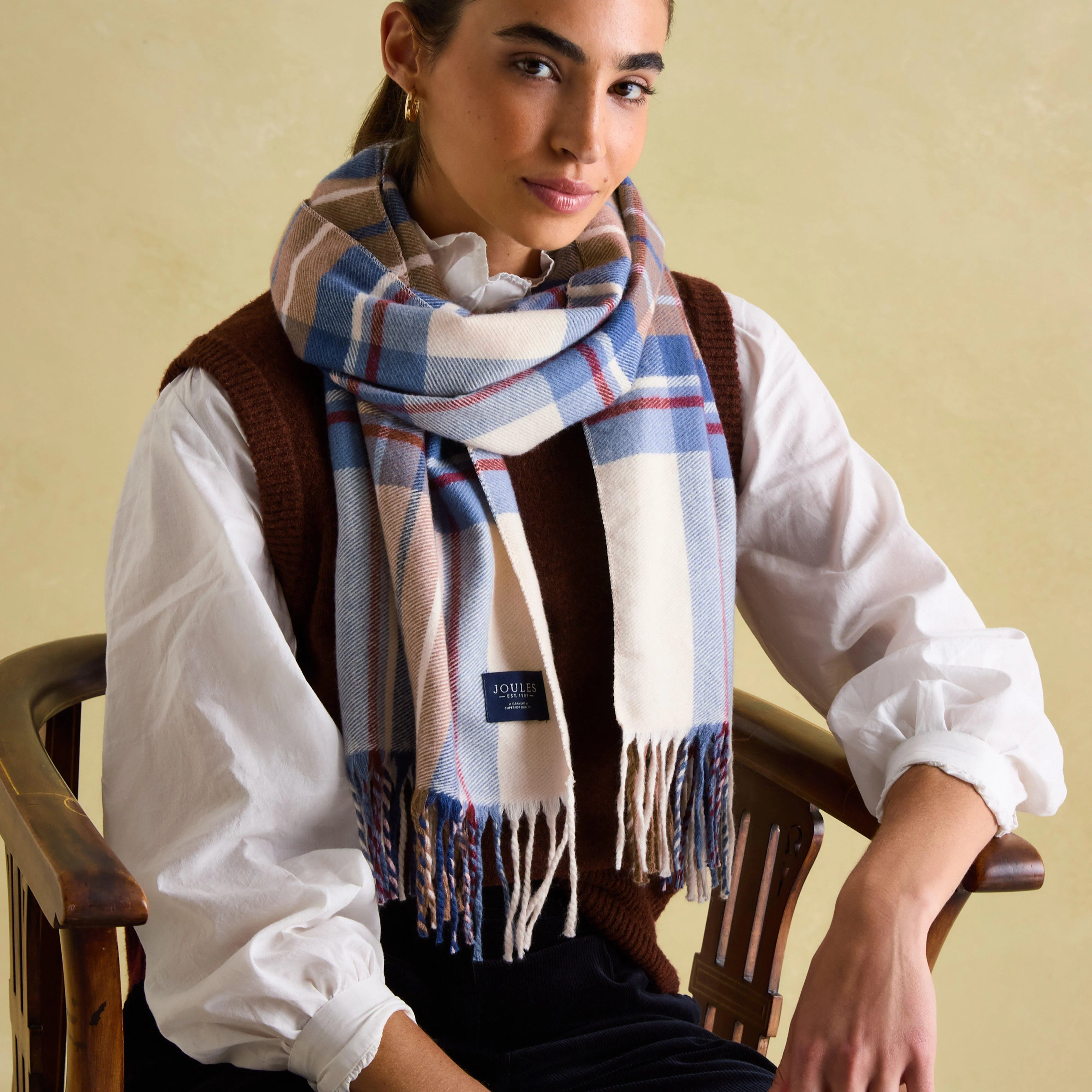 Womens Langtree Scarf Cream/Blue - Image 3