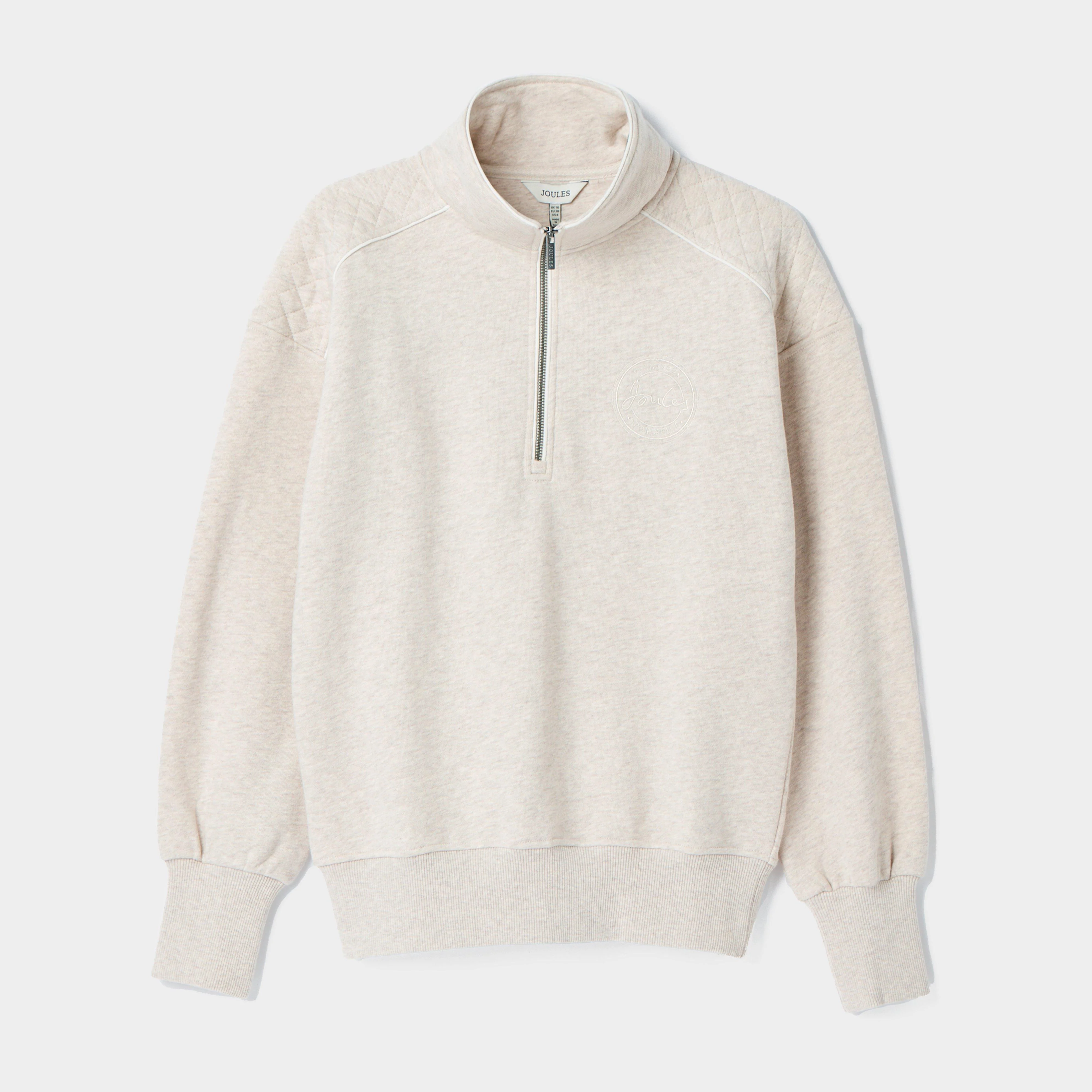 Womens Racquet Quarter Zip Sweatshirt Oat Marl - Image 6