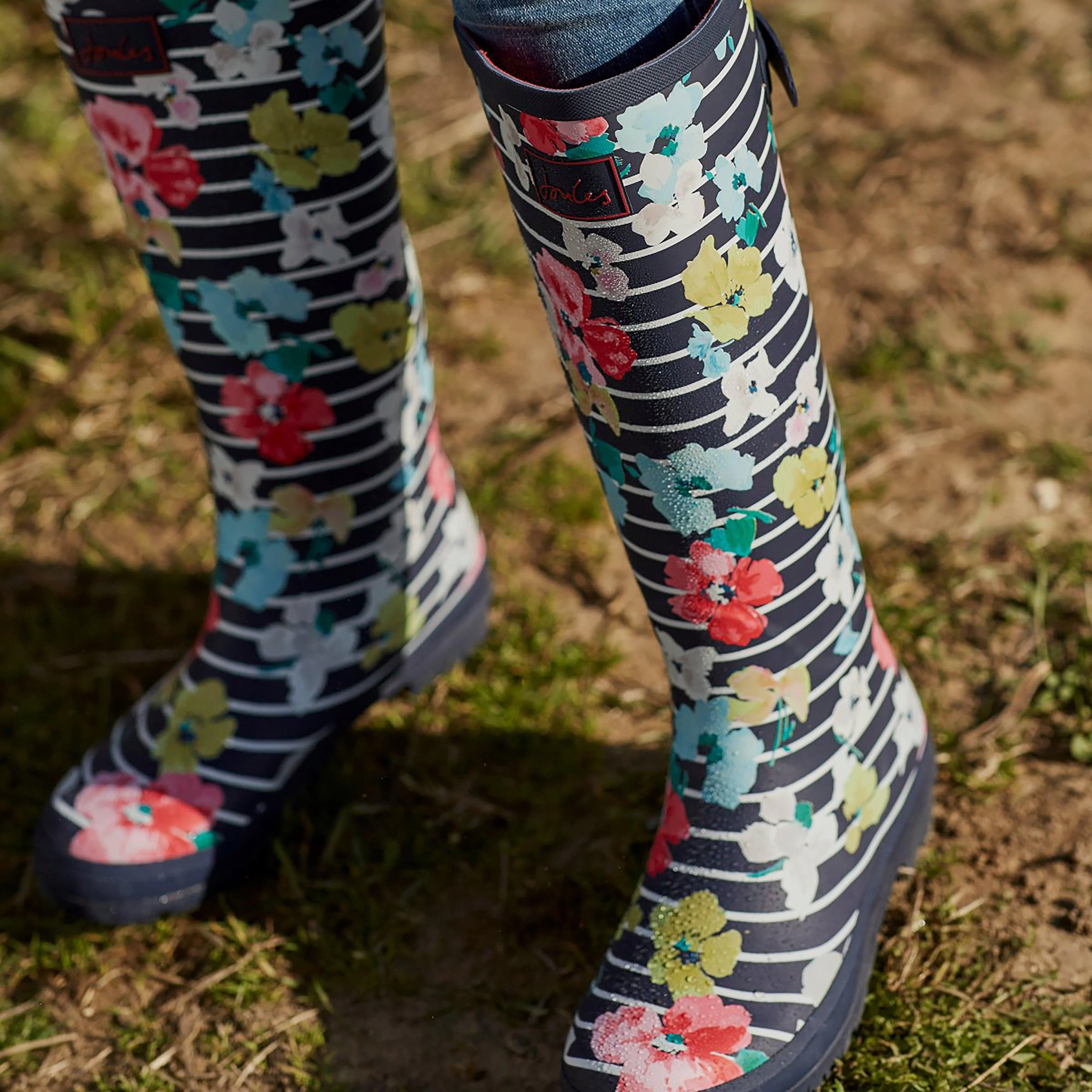 Women's Welly Print Blue Stripe Floral - Image 5