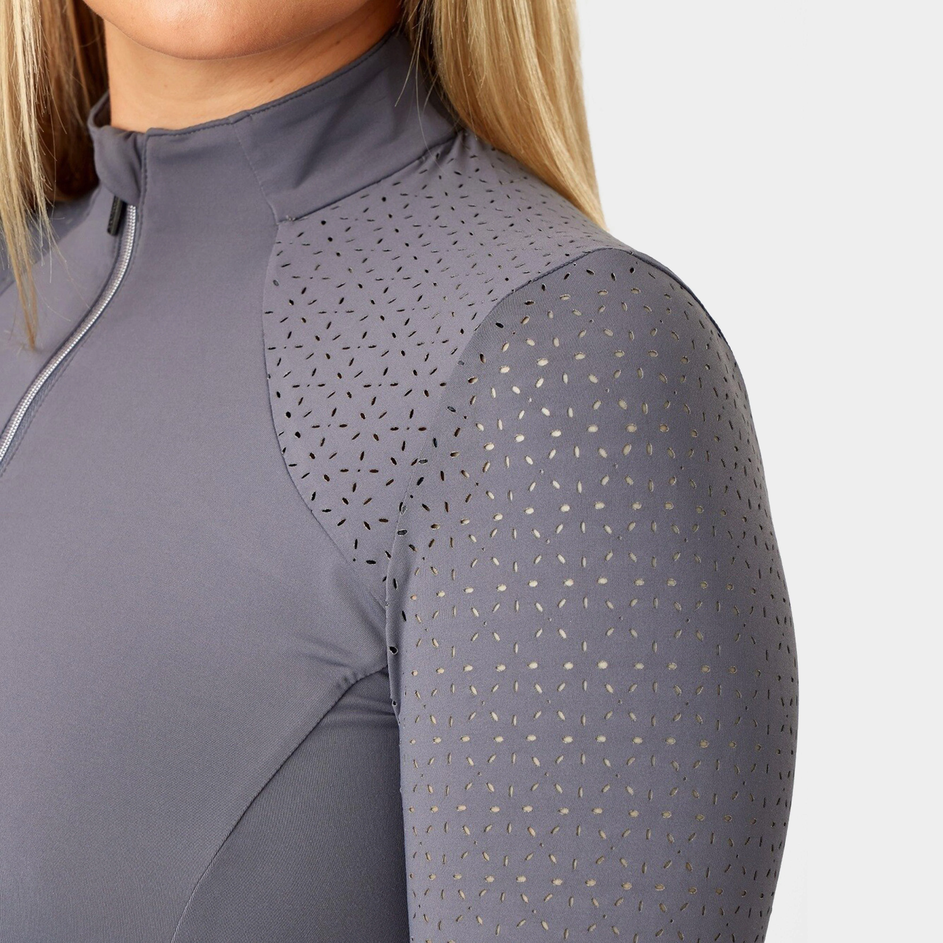 Long Sleeve Lazercut Base Layer Grey - Image 3