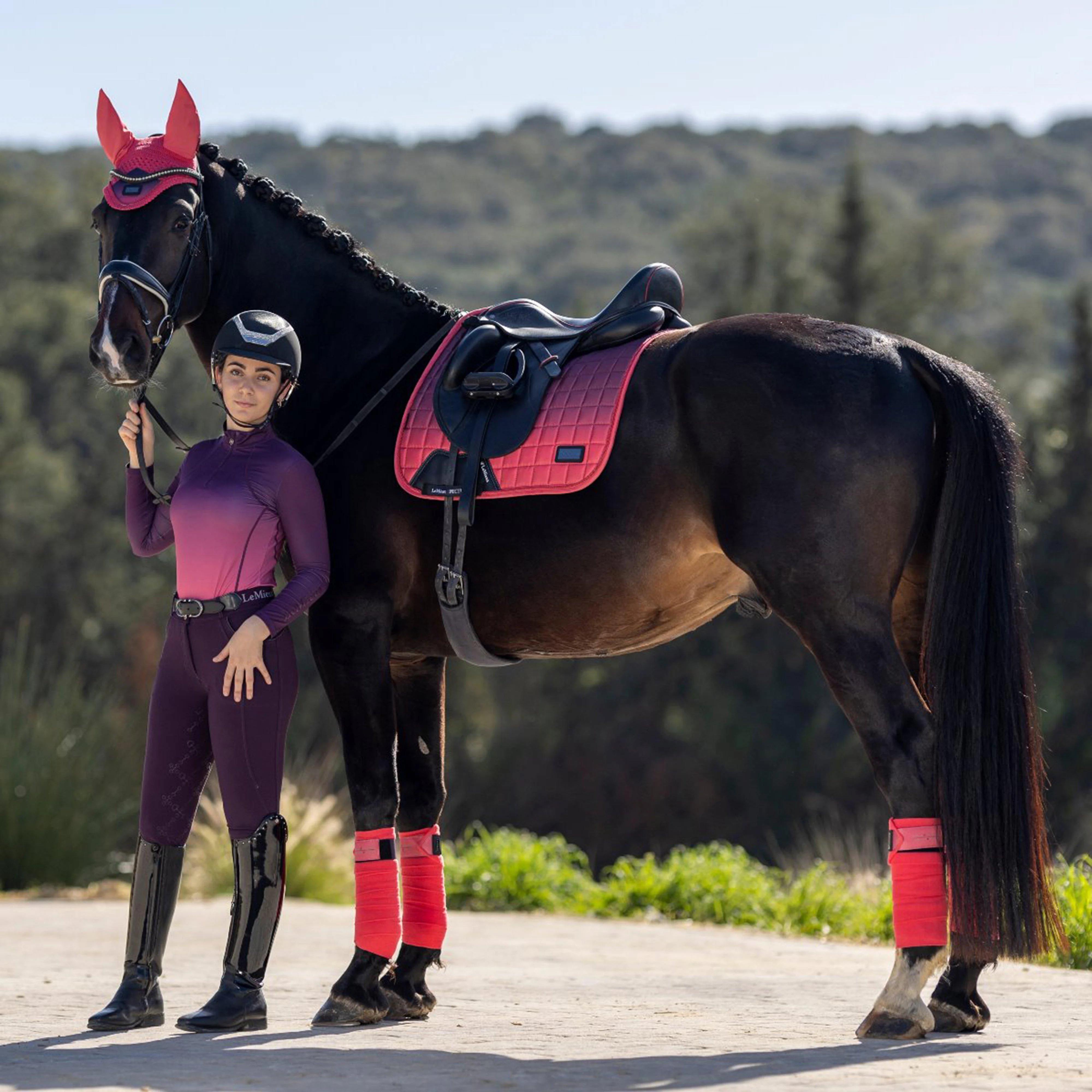 Spectrum Dressage Saddle Pad Papaya/Aubergine - Image 10