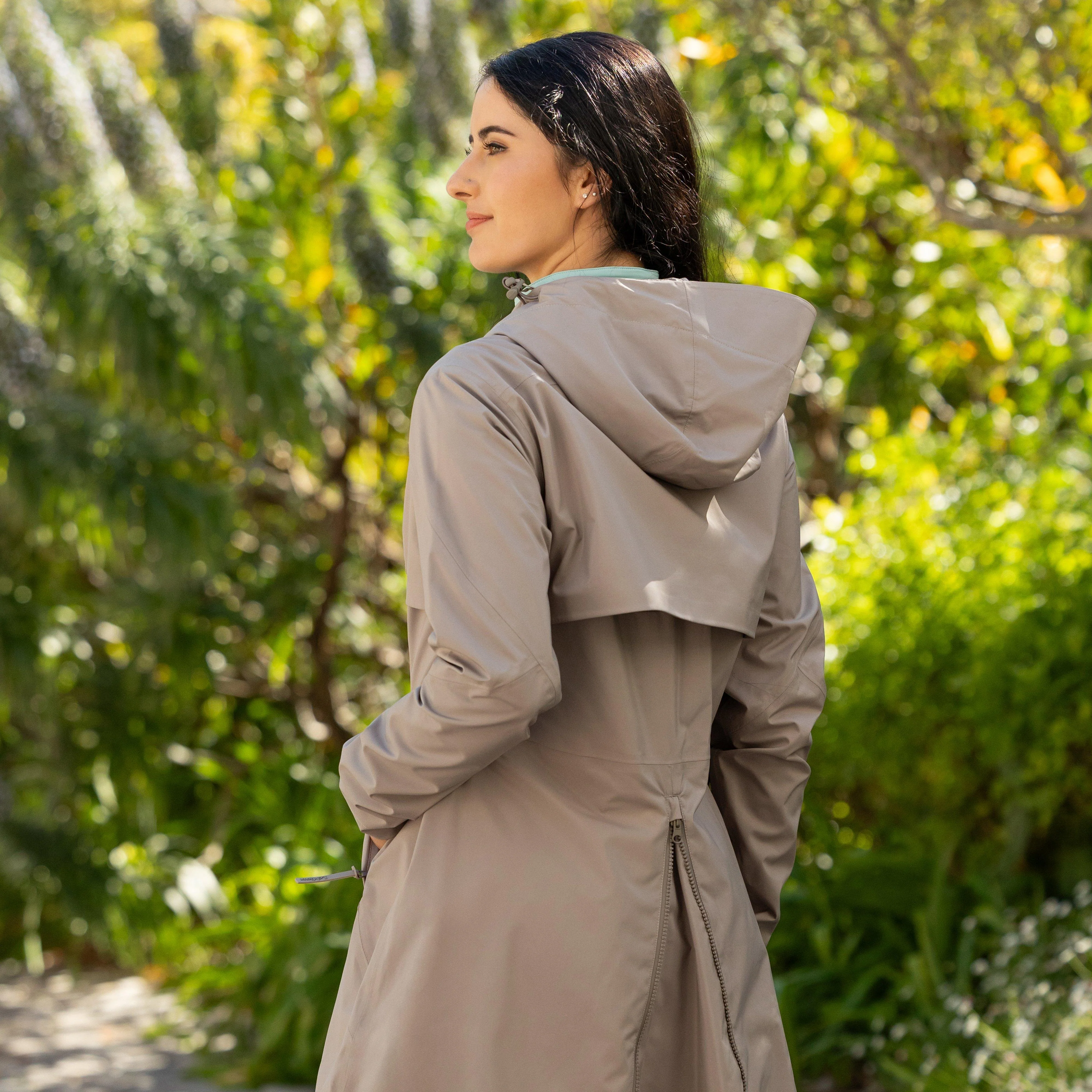 Womens Grace Long Rain Jacket Pecan - Image 7