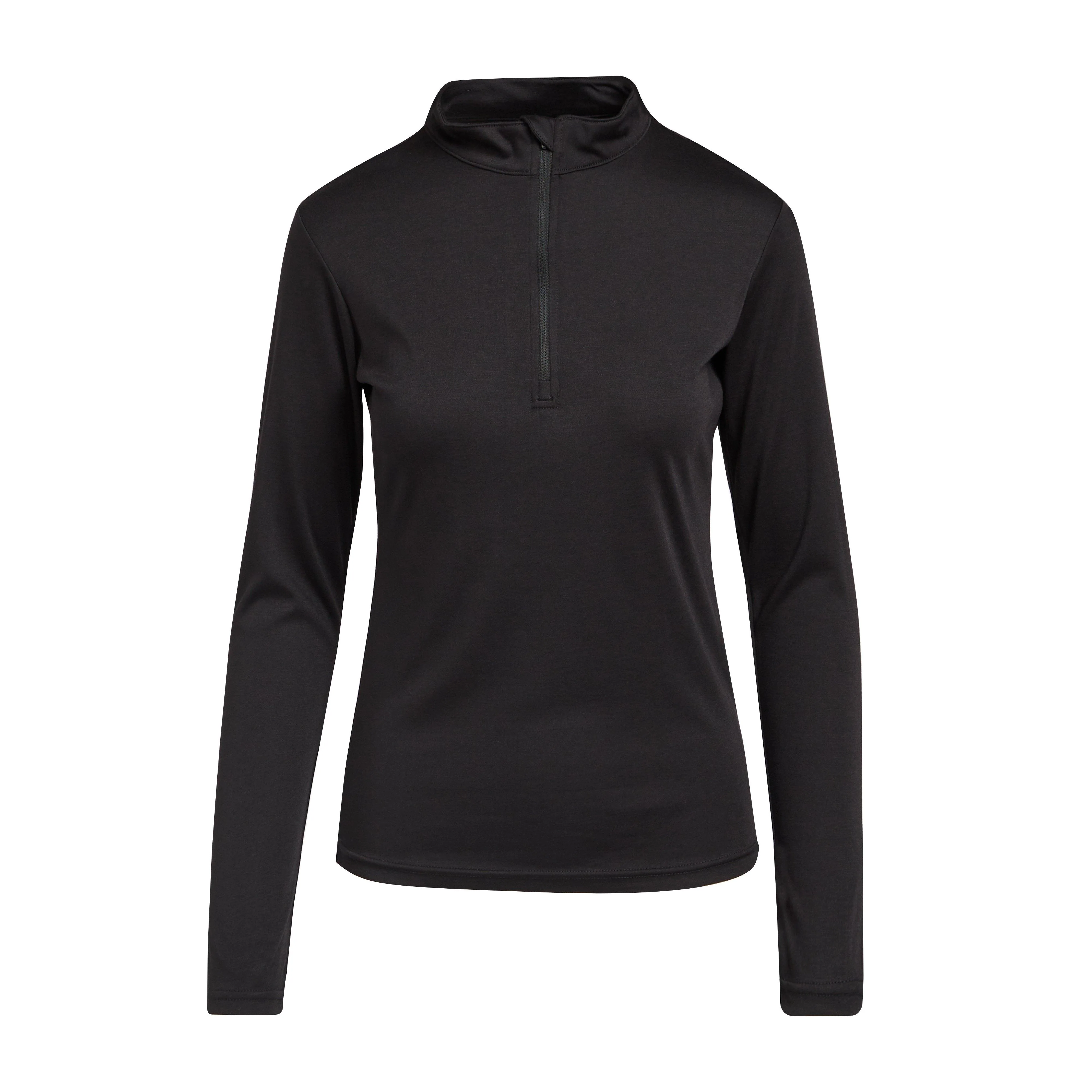 Womens Long Sleeve Thermal Zip Neck Baselayer Top Black - Image 6