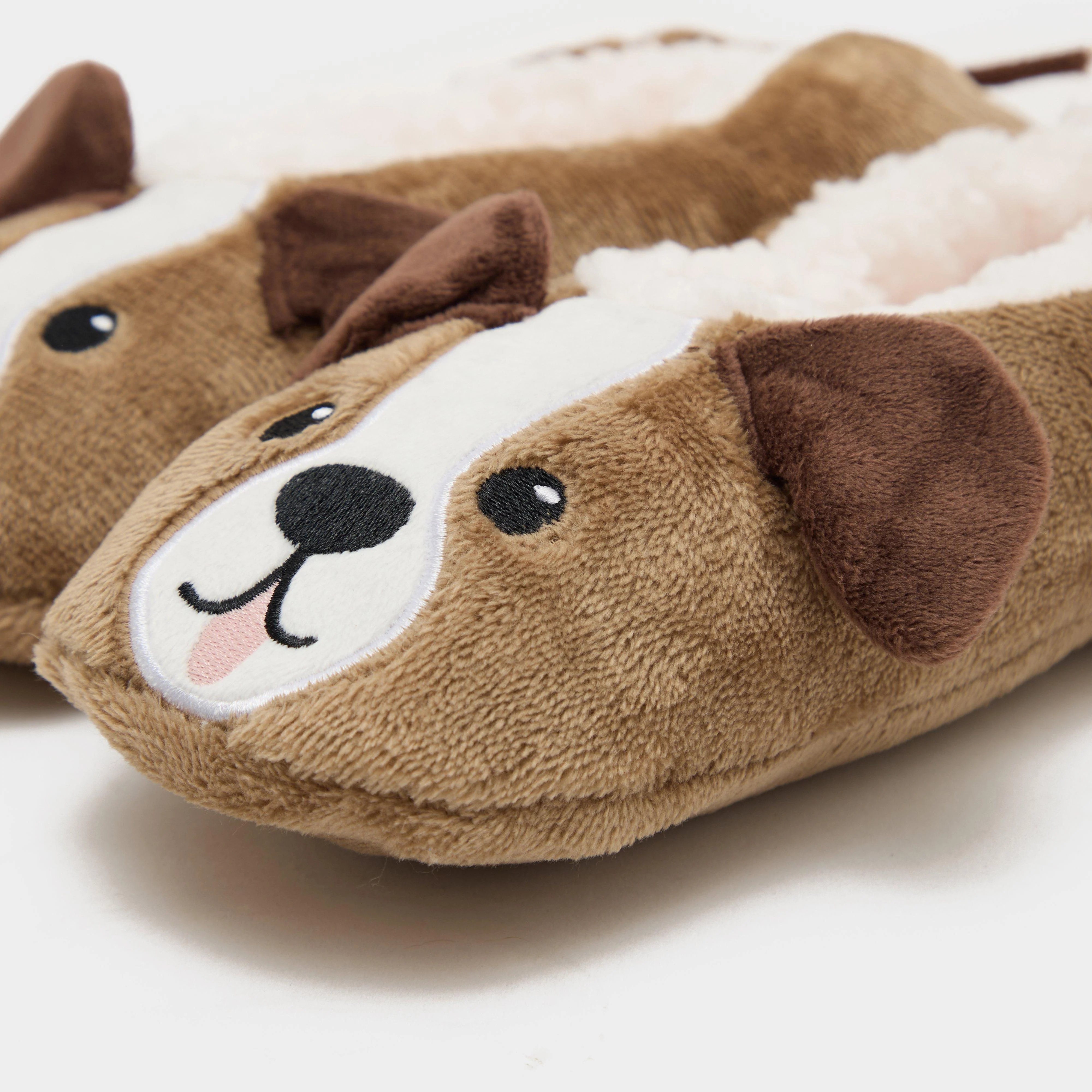 Womens Wild Feet Fluffy Footsie Slippers Dog - Image 3