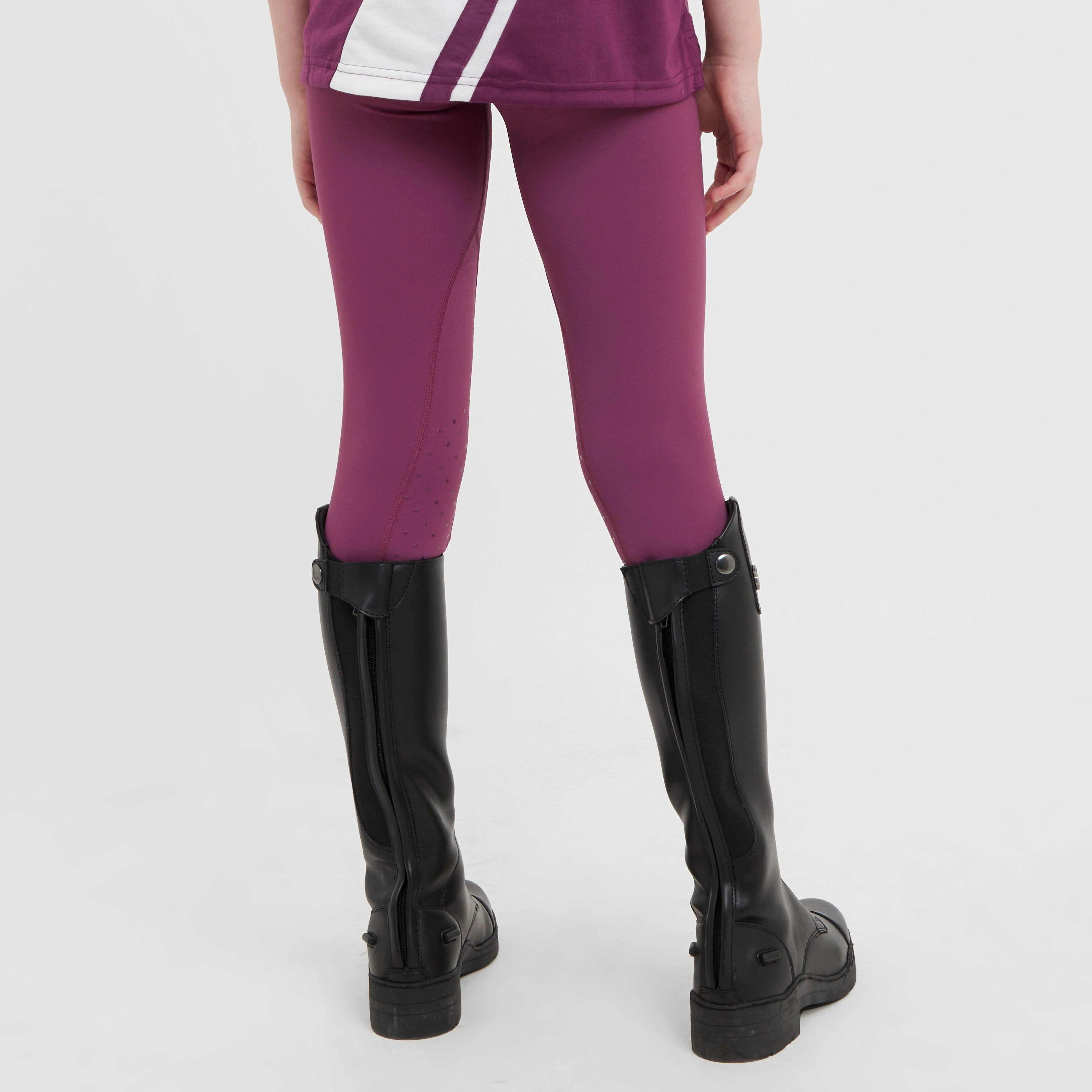 Kids Ivy Knee Patch Riding Tights Wine - Image 2