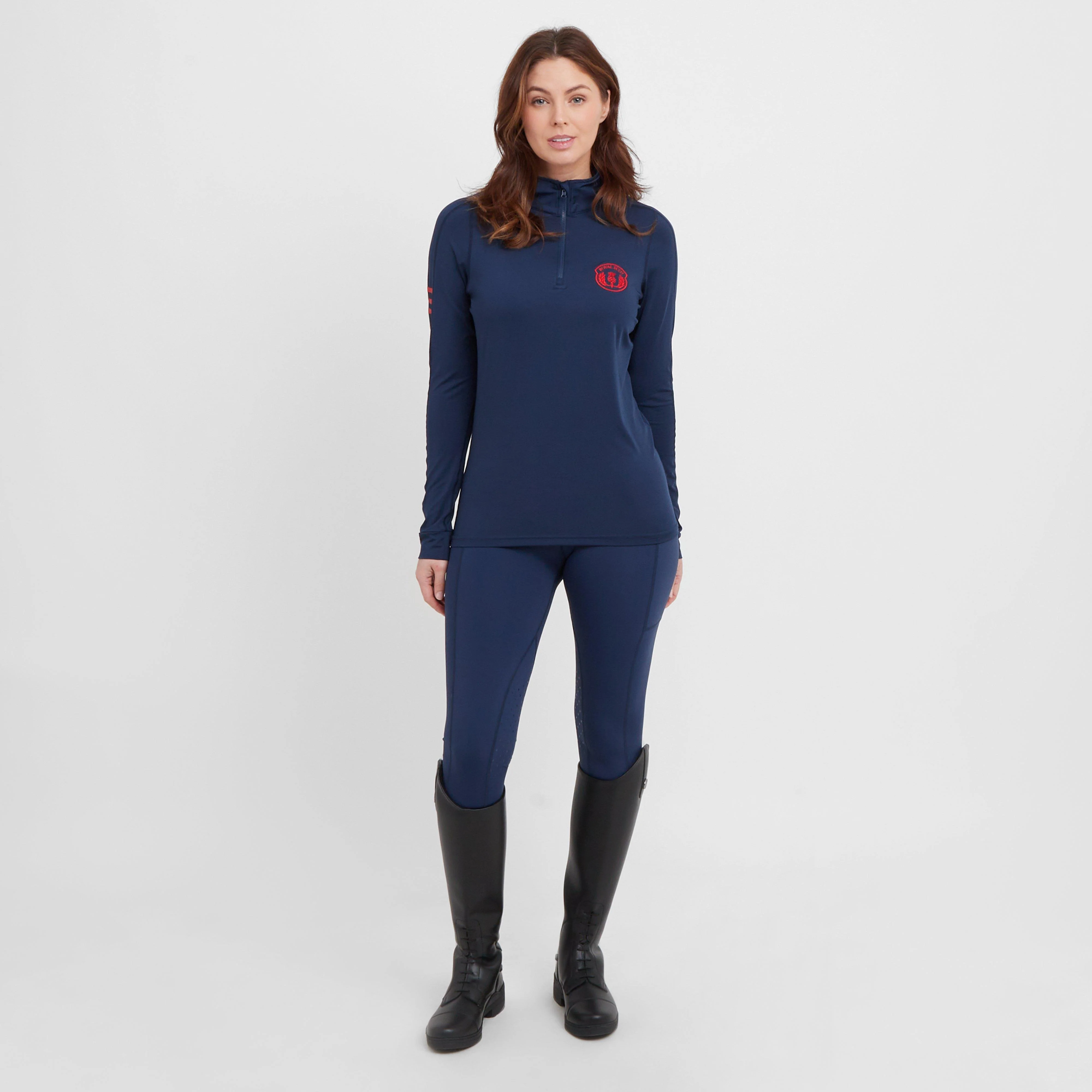 Womens Freya Knee Patch Riding Tights Dark Blue - Image 3
