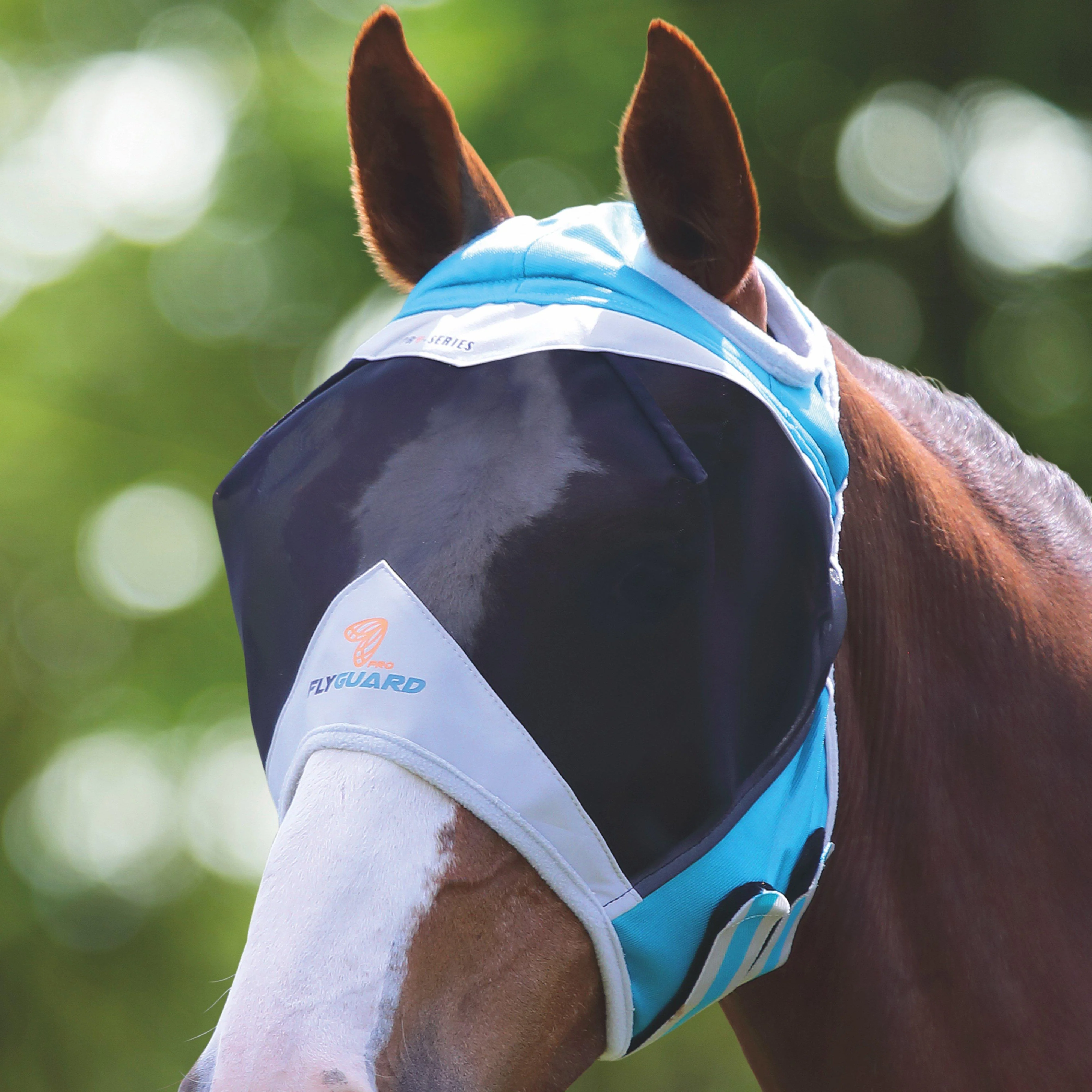 FlyGuard Pro Fine Mesh Fly Mask with Ear Holes Teal - Image 3