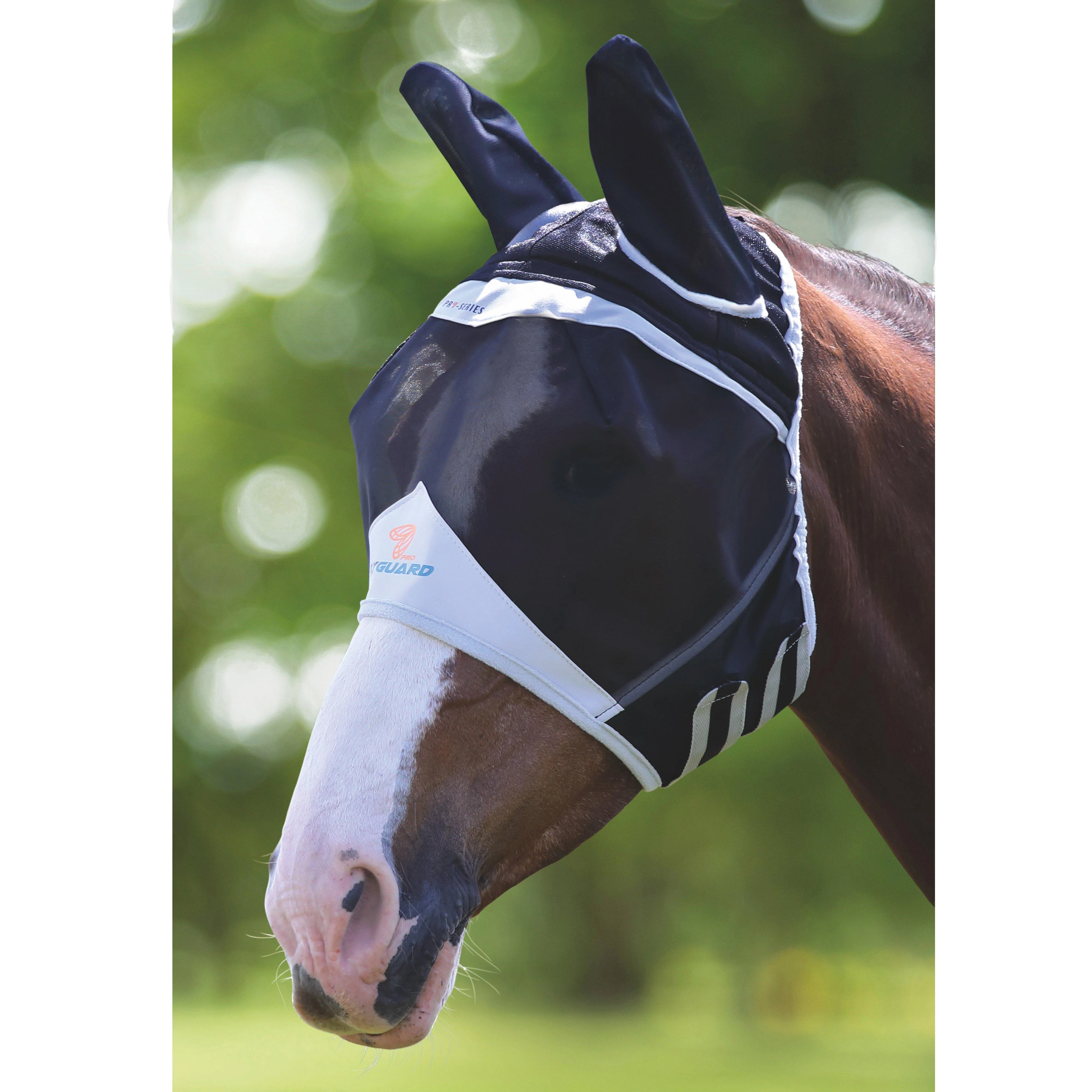 FlyGuard Pro Fine Mesh Fly Mask with Ears Black - Image 2