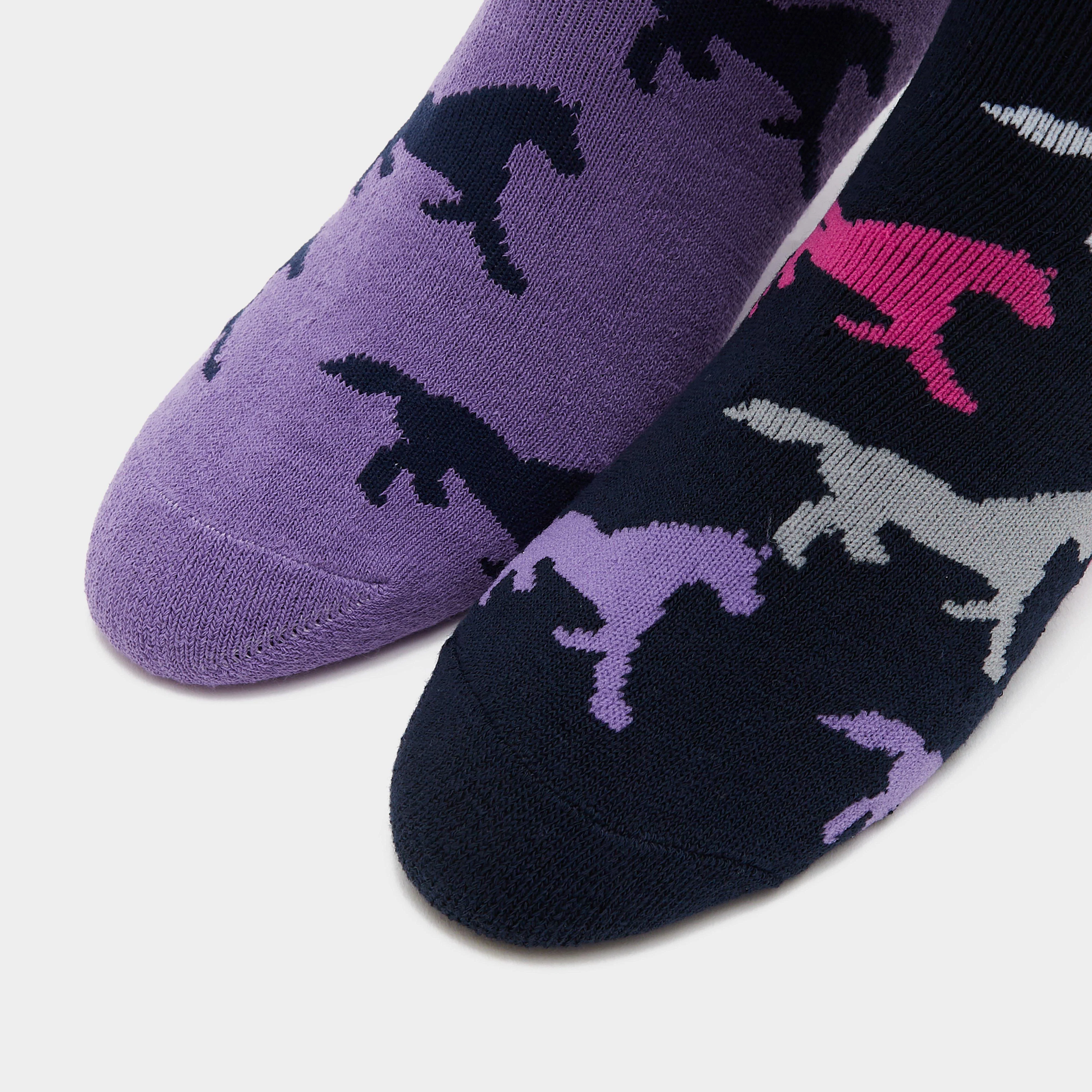 Kids Equestrian Midweight Horseshoe Socks Navy/Lilac - Image 4
