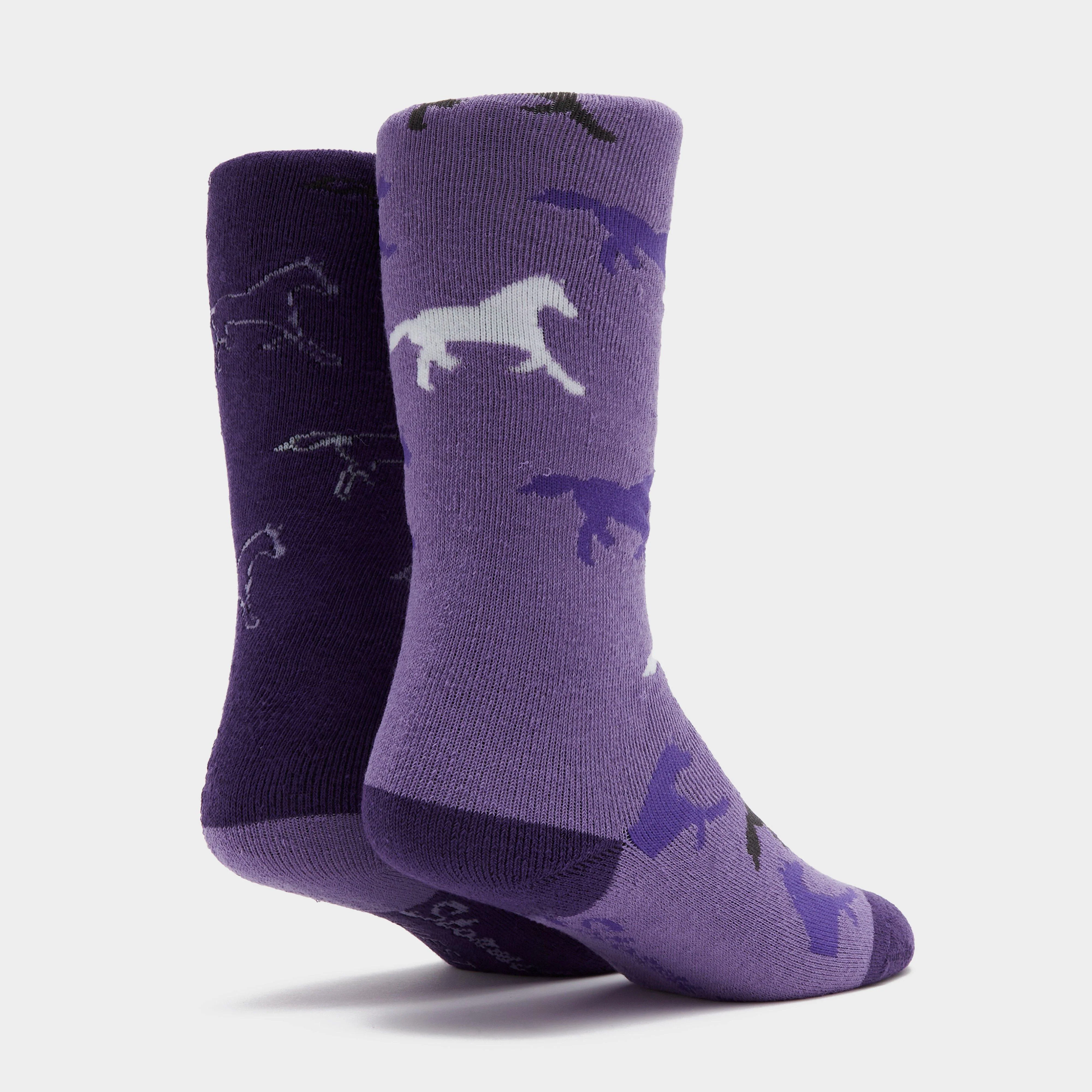 Kids Equestrian Midweight Horseshoe Socks Purple/Lilac - Image 3