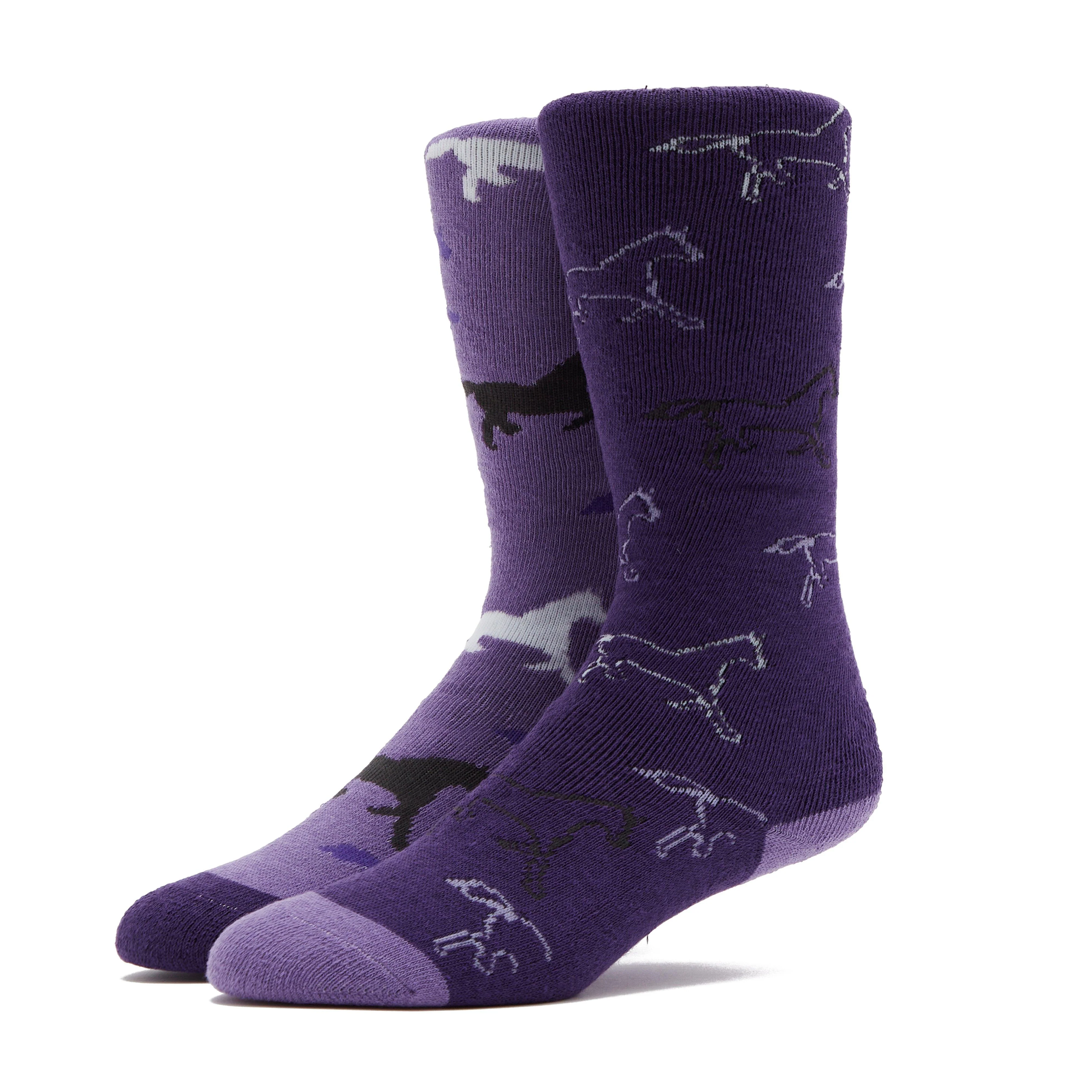 Kids Equestrian Midweight Horseshoe Socks Purple/Lilac - Image 5