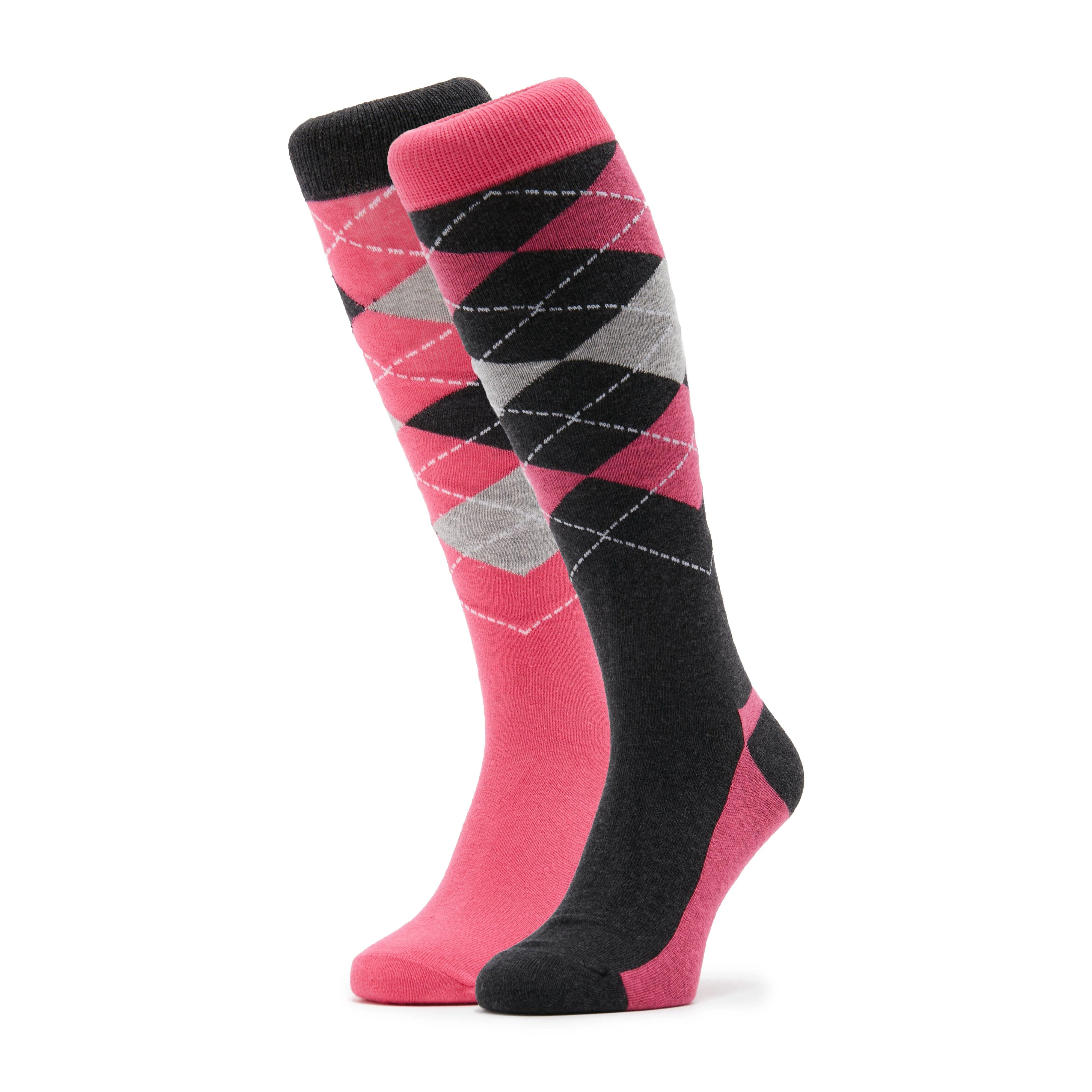 Ladies Argyle Socks 2 Pack Cerise - Image 6