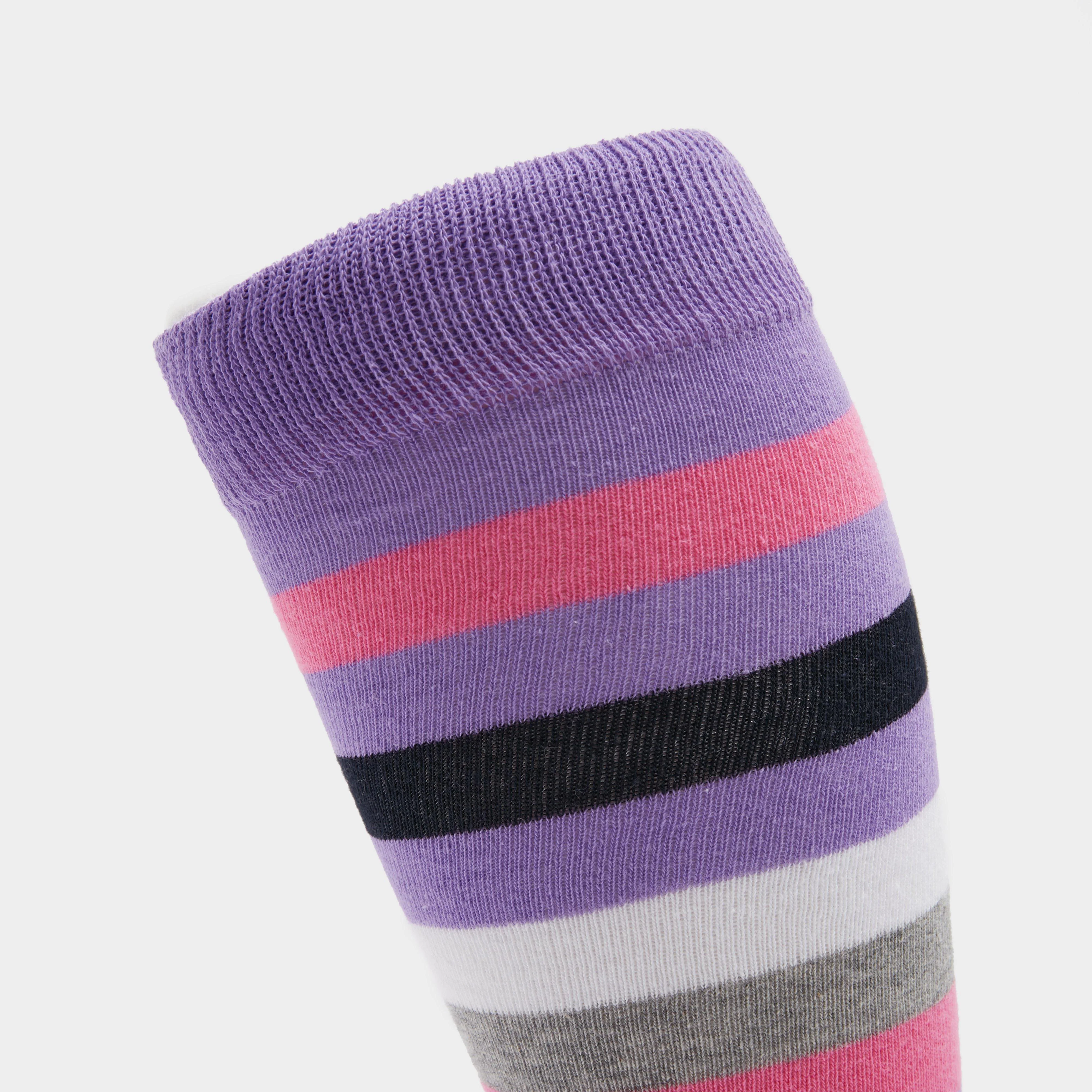 Womens Equestrian Stripe 2 Pack Socks Navy/Lilac - Image 4