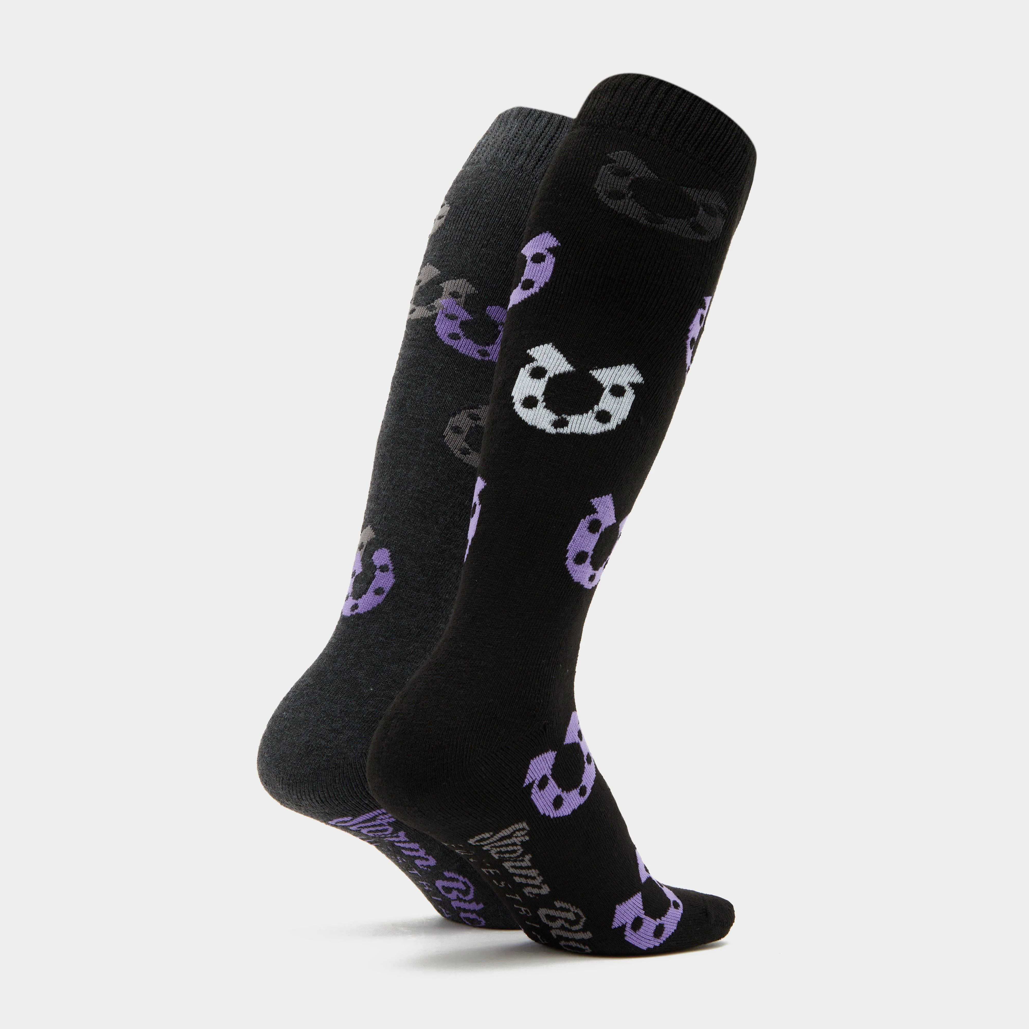 Womens Horseshoe 2 Pack Socks Charcoal/Black - Image 3