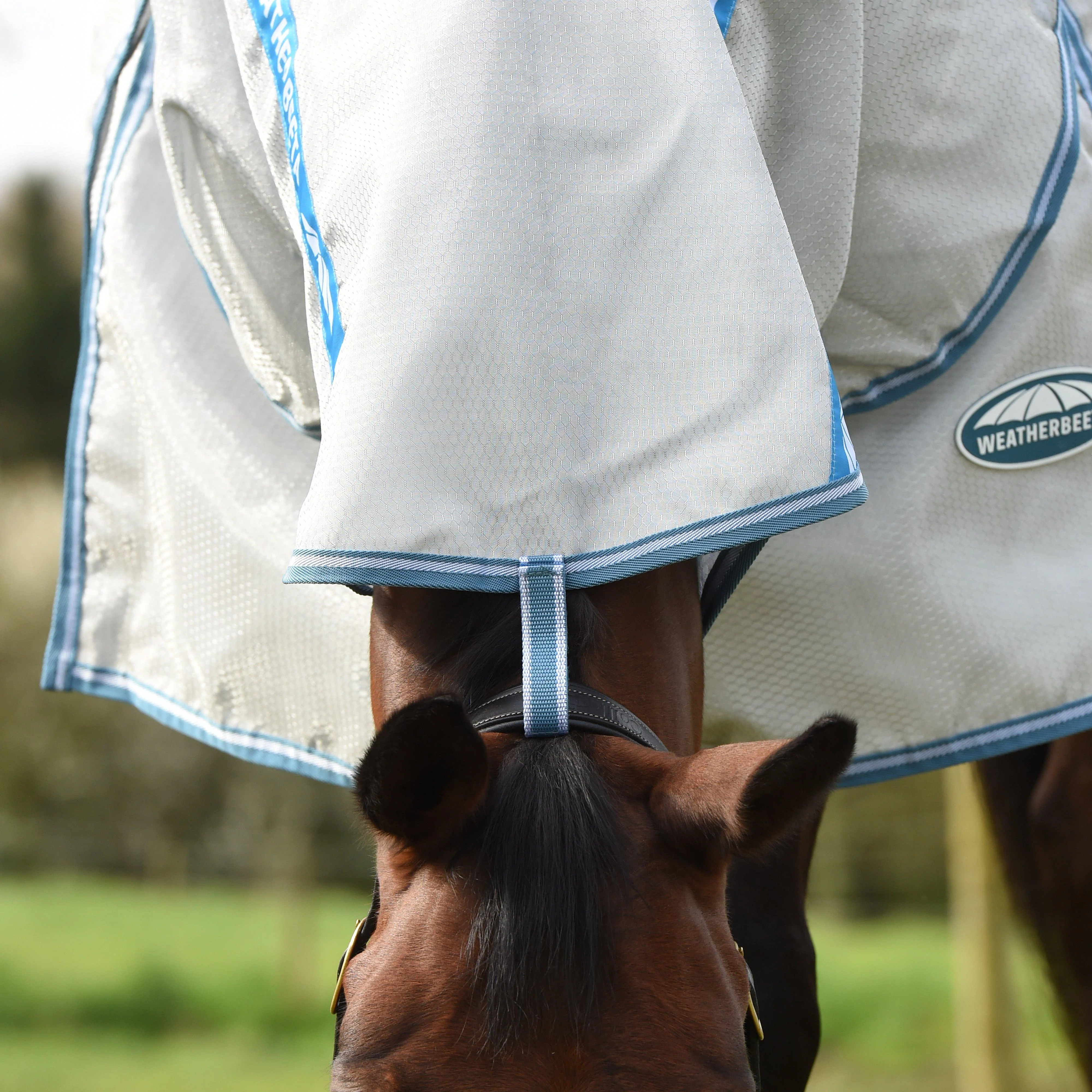 ComFiTec Hexi Shield Combo Neck Fly Rug Silver/Teal Blue - Image 7