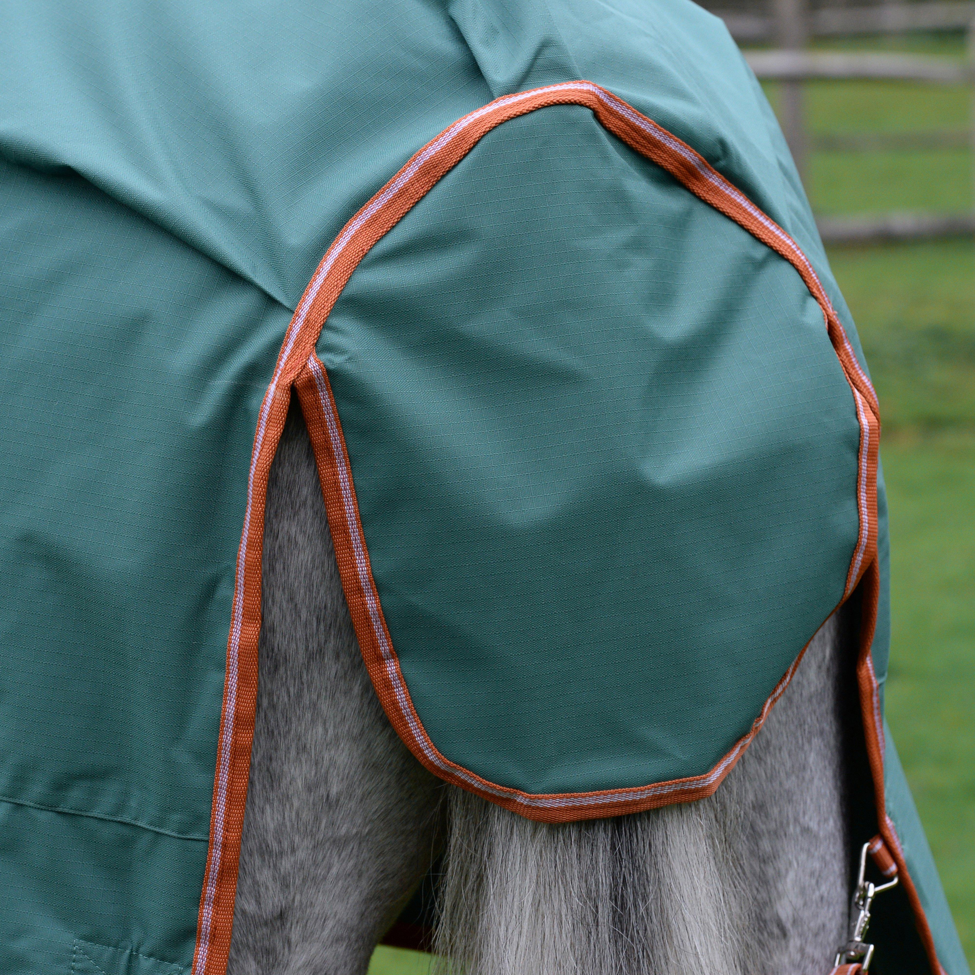 ComFiTec Tyro Standard Neck 50g Lite Plus Turnout Rug Green/Burnt Orange/White - Image 5