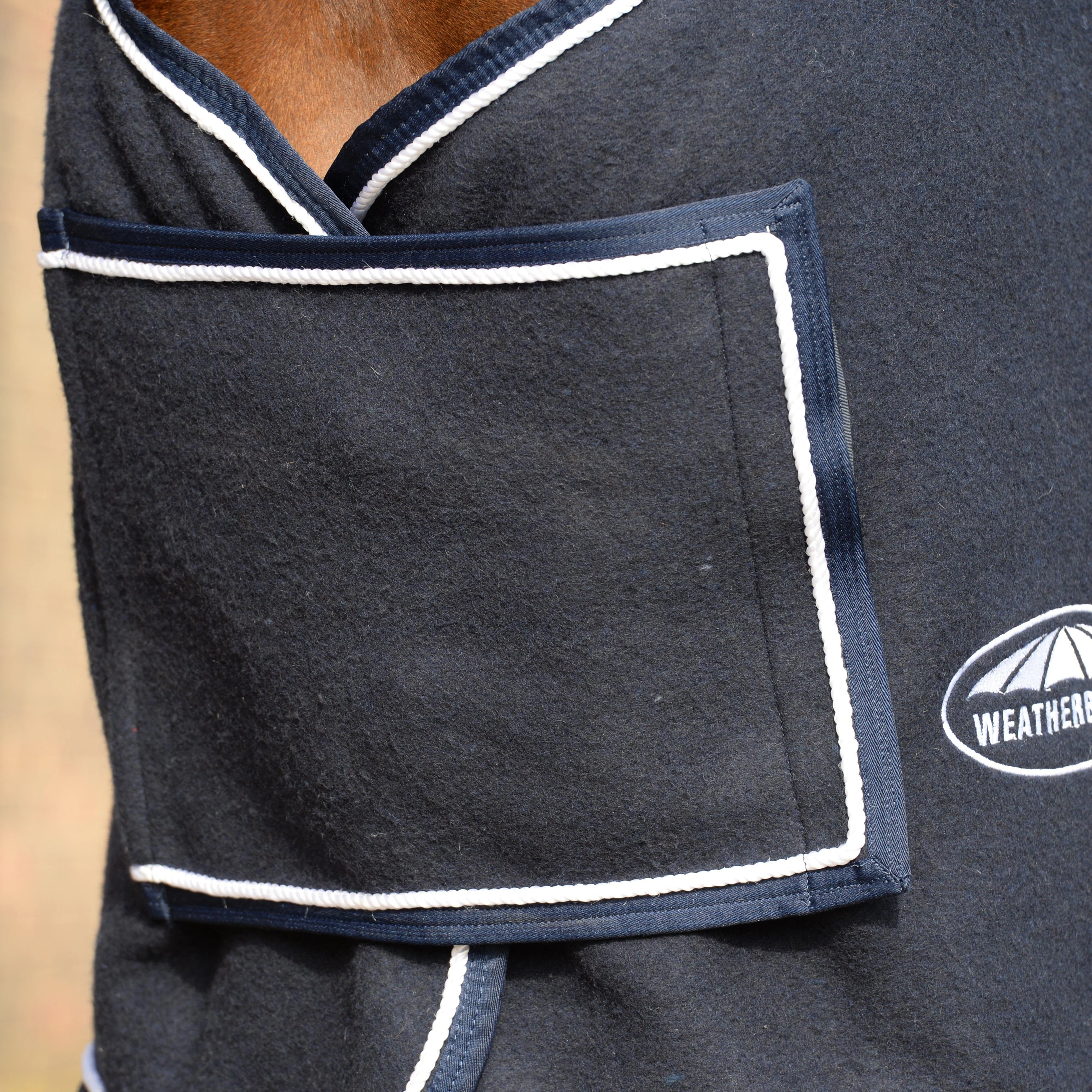 Standard Neck Wool Show Sheet With Chest Panel Navy/White - Image 2